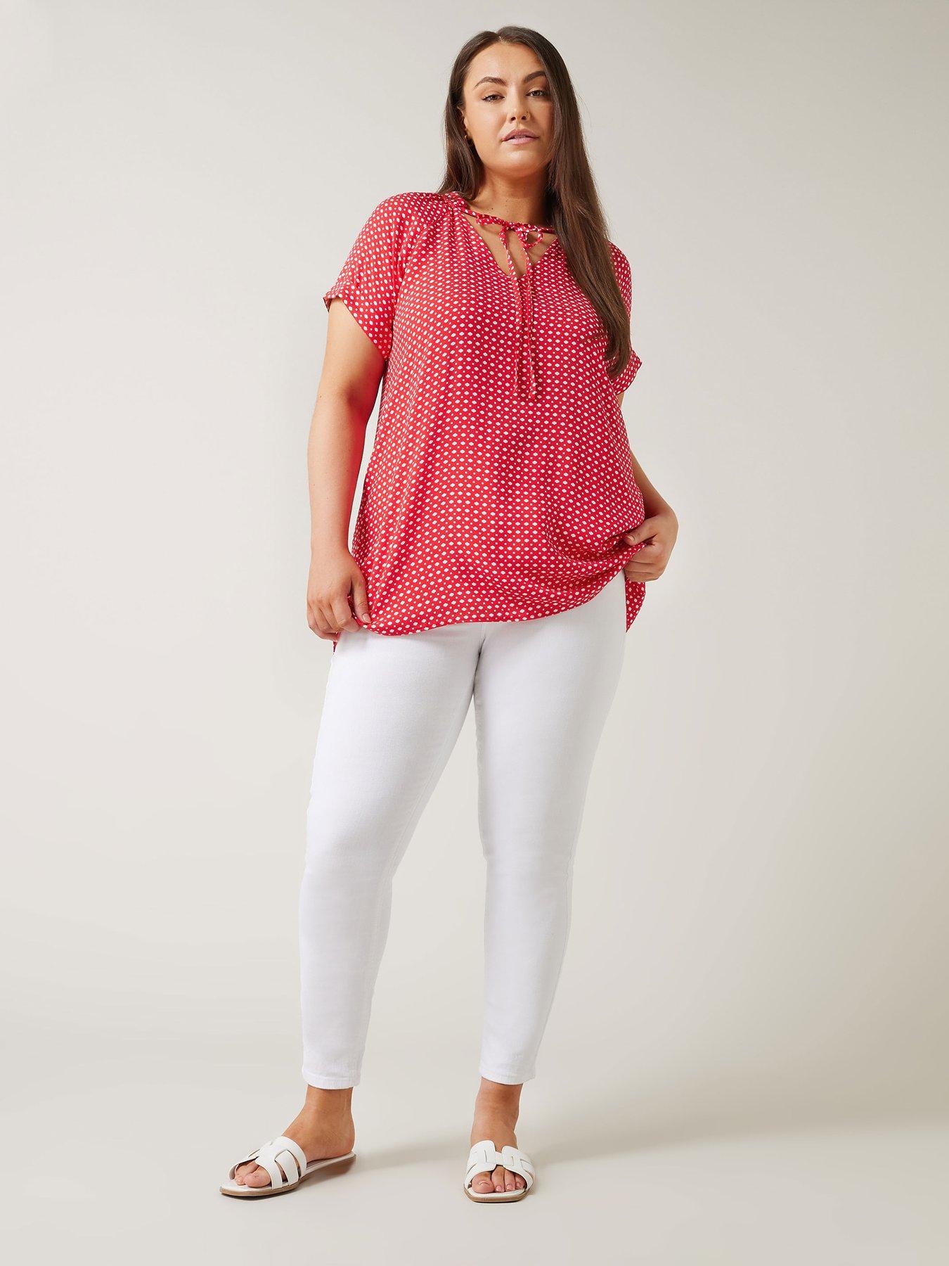 evans-tie-neck-turn-up-sleeve-blouse-redback