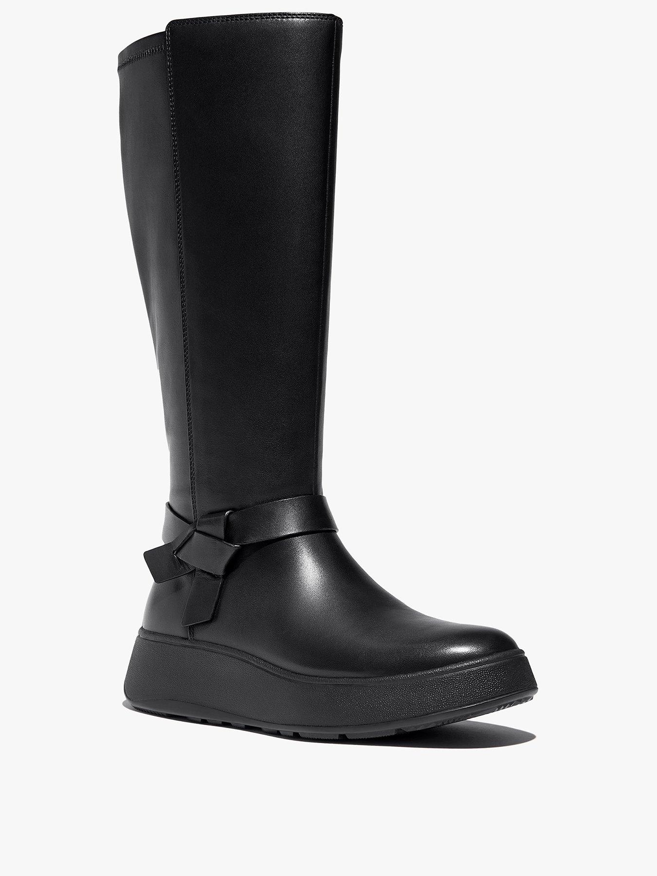 fitflop-f-mode-folded-knot-flatform-tall-stretch-boots-blackstillFront