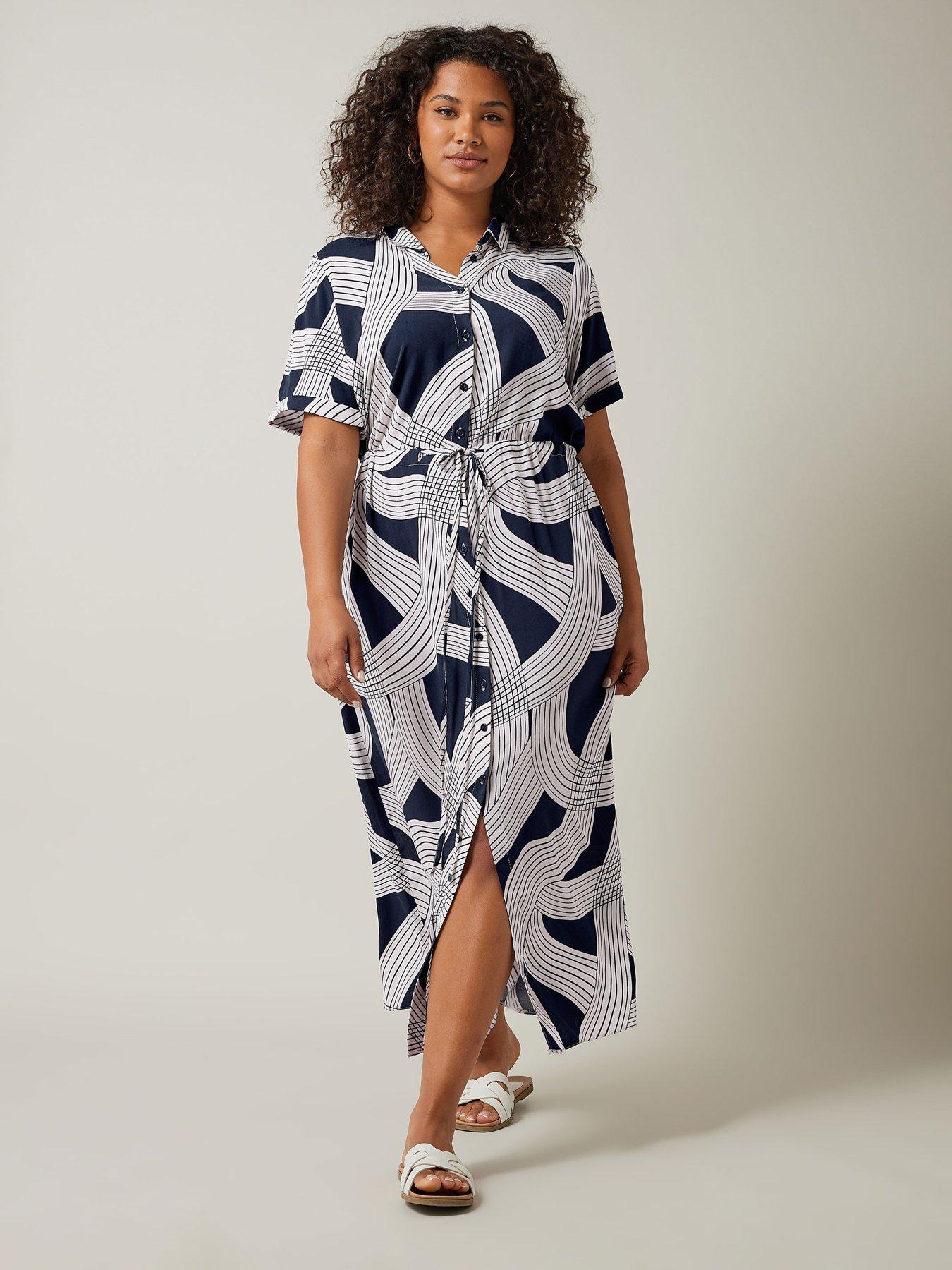 evans-linear-print-shirt-dress-blueback