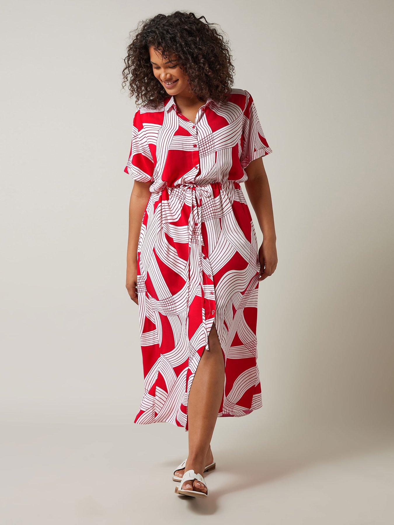 evans-linear-print-shirt-dress-redback