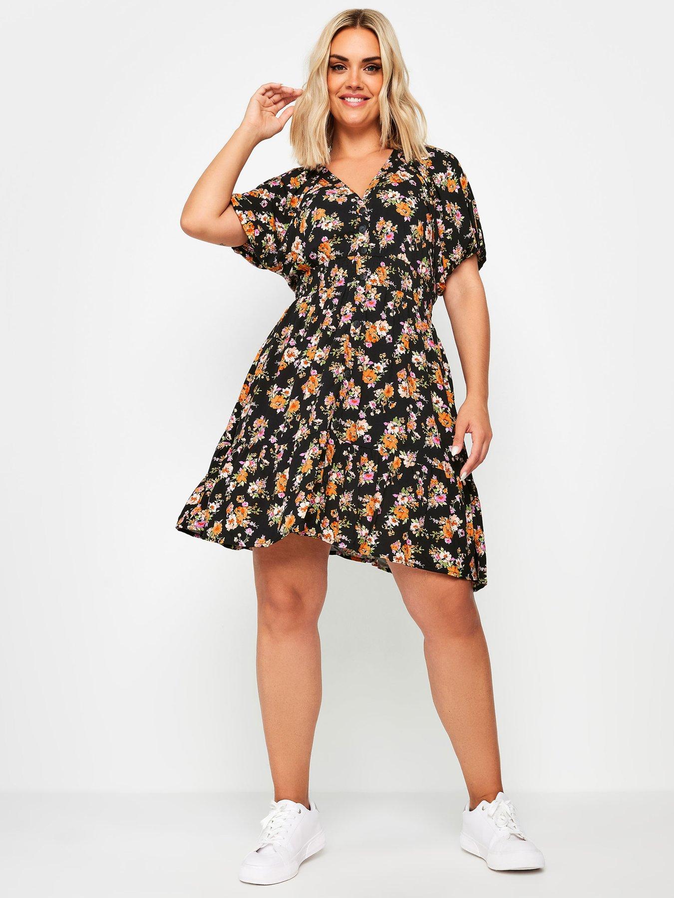 yours-curve-floral-print-button-through-dress-orangeback