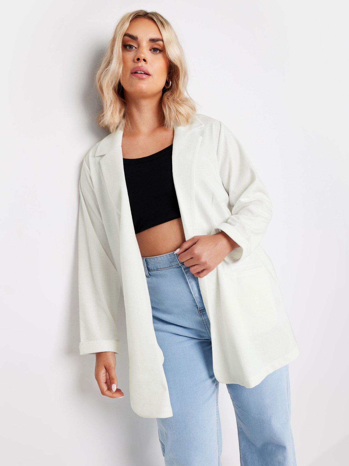 yours-curve-textured-blazer-white