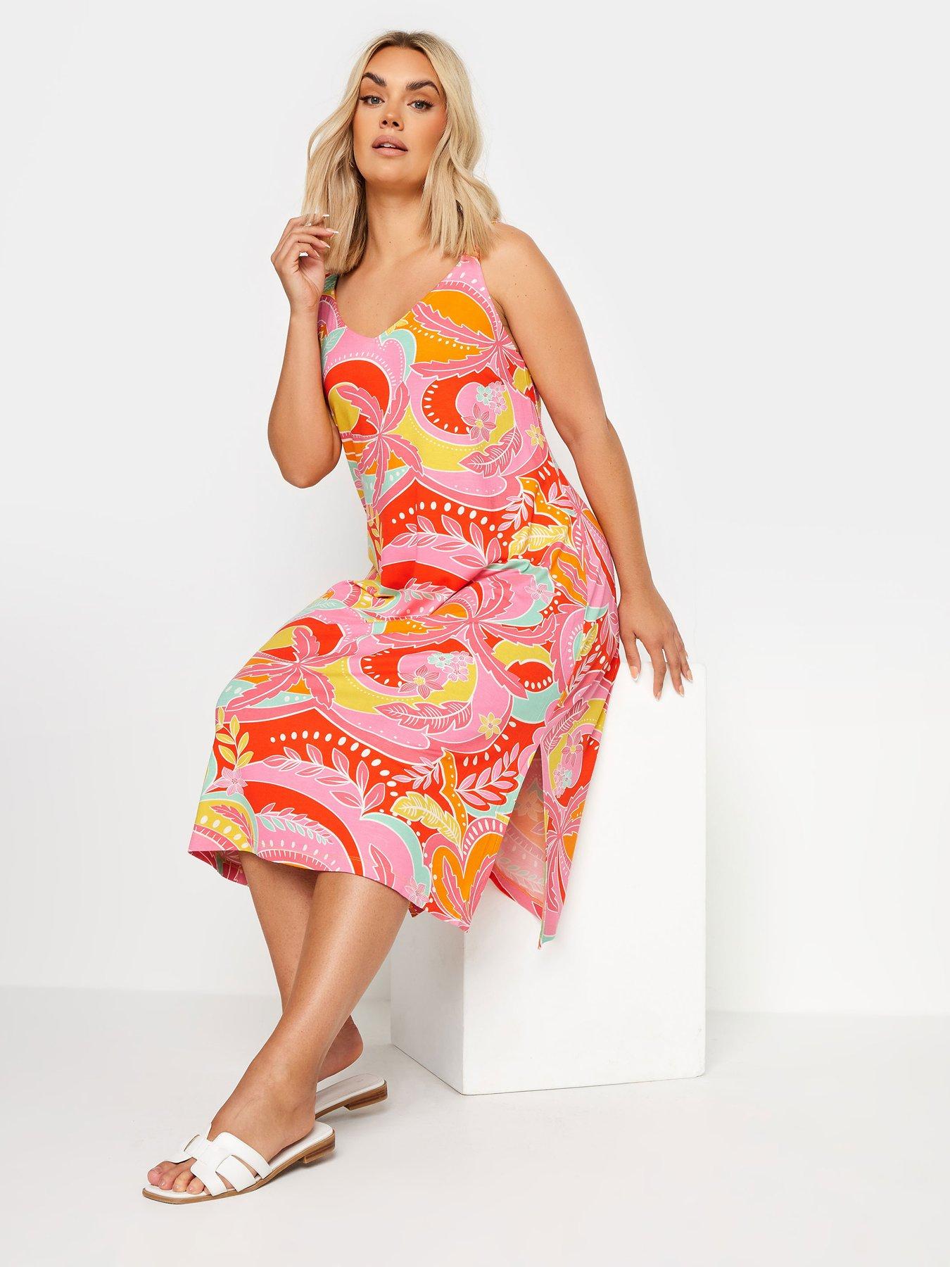 yours-curve-throw-on-shirred-strap-beach-dress-pink