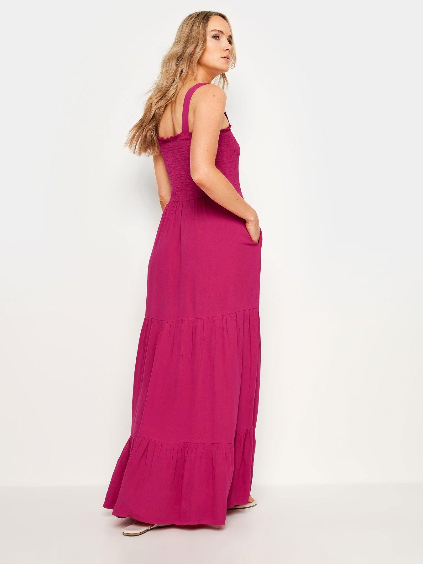 long-tall-sally-tall-dark-pink-shirred-strappy-maxi-dressstillFront