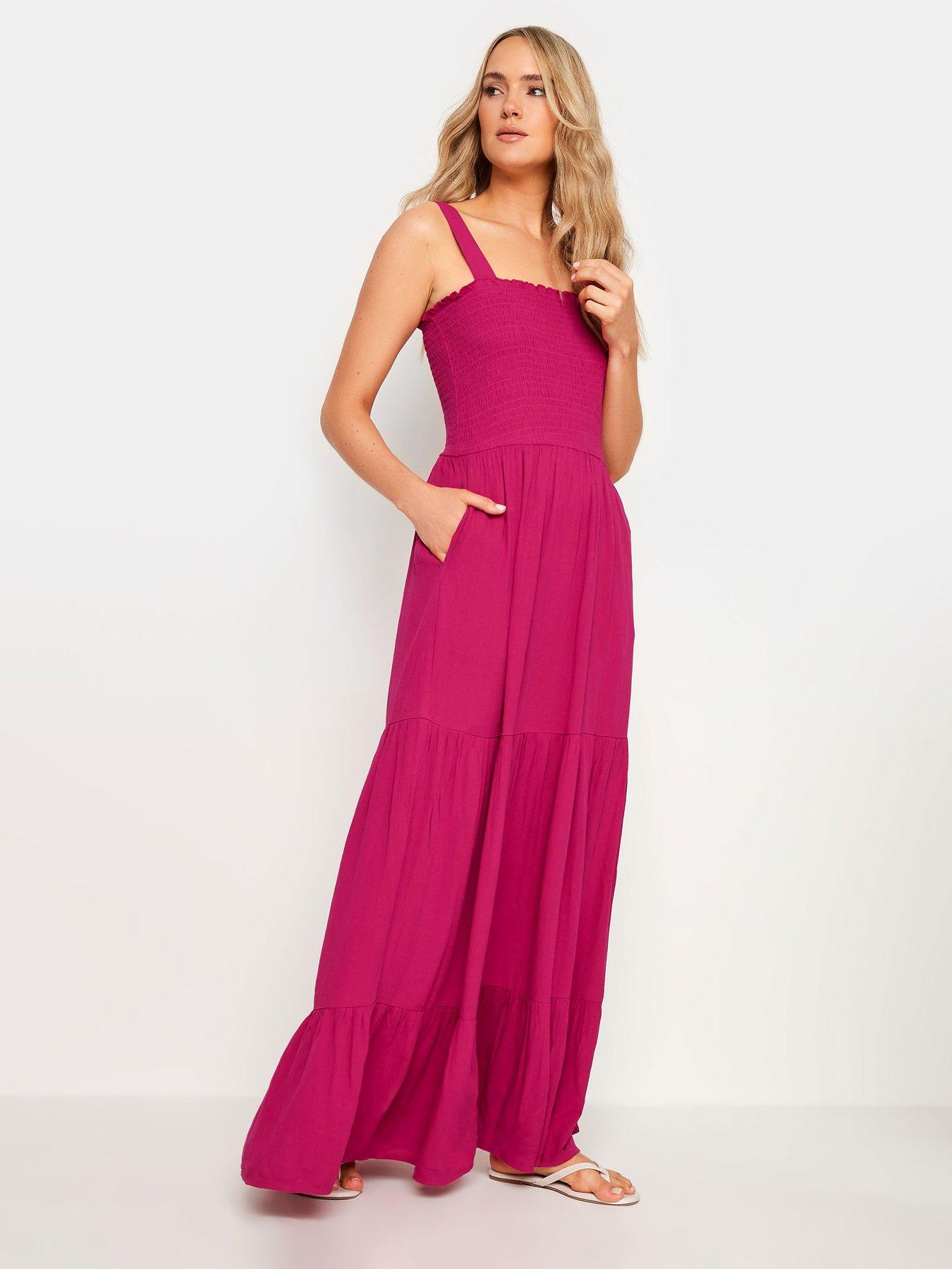 long-tall-sally-tall-dark-pink-shirred-strappy-maxi-dressback