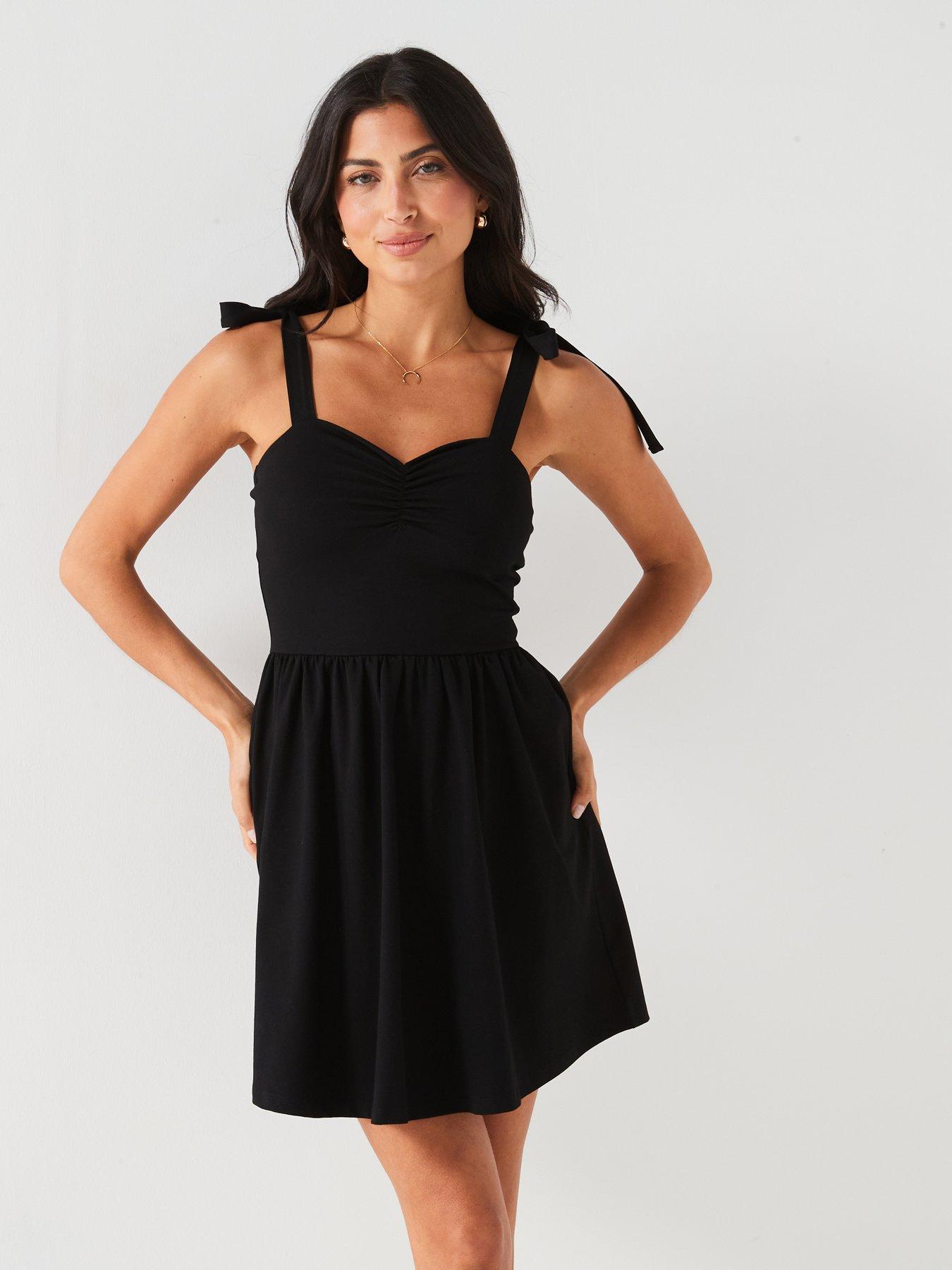 v-by-very-tie-shoulder-jersey-skater-dress-black