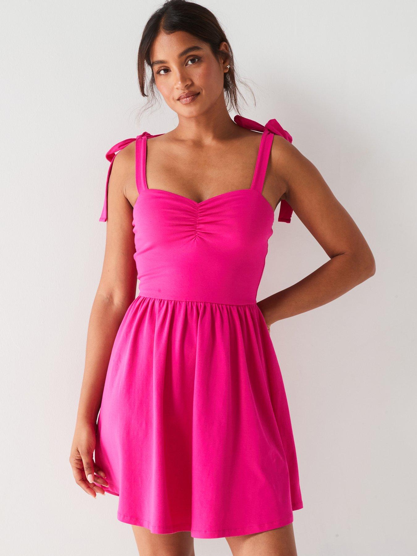 v-by-very-tie-shoulder-jersey-skater-dress-pink