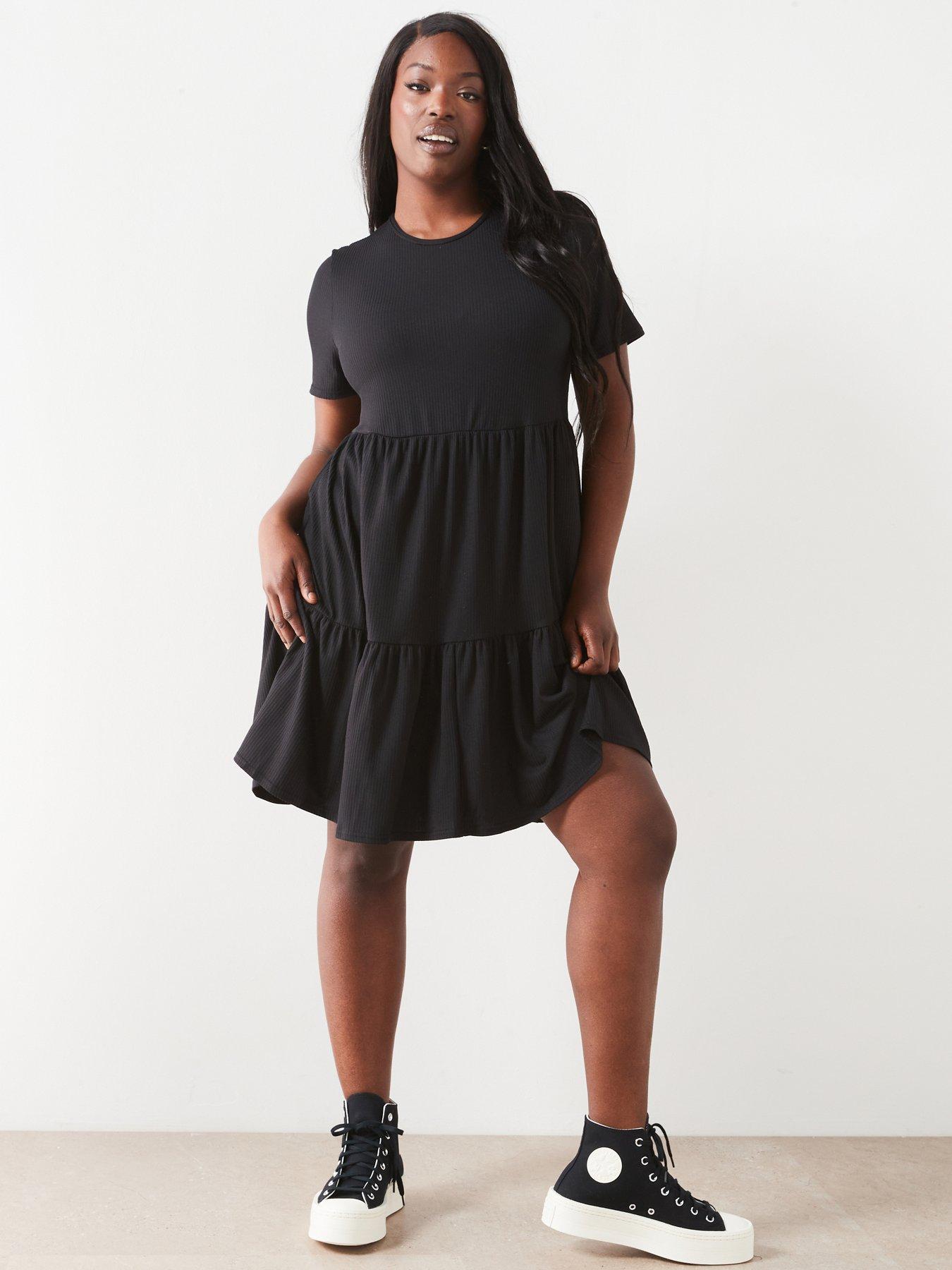 v-by-very-curve-tiered-mini-jersey-dress-black