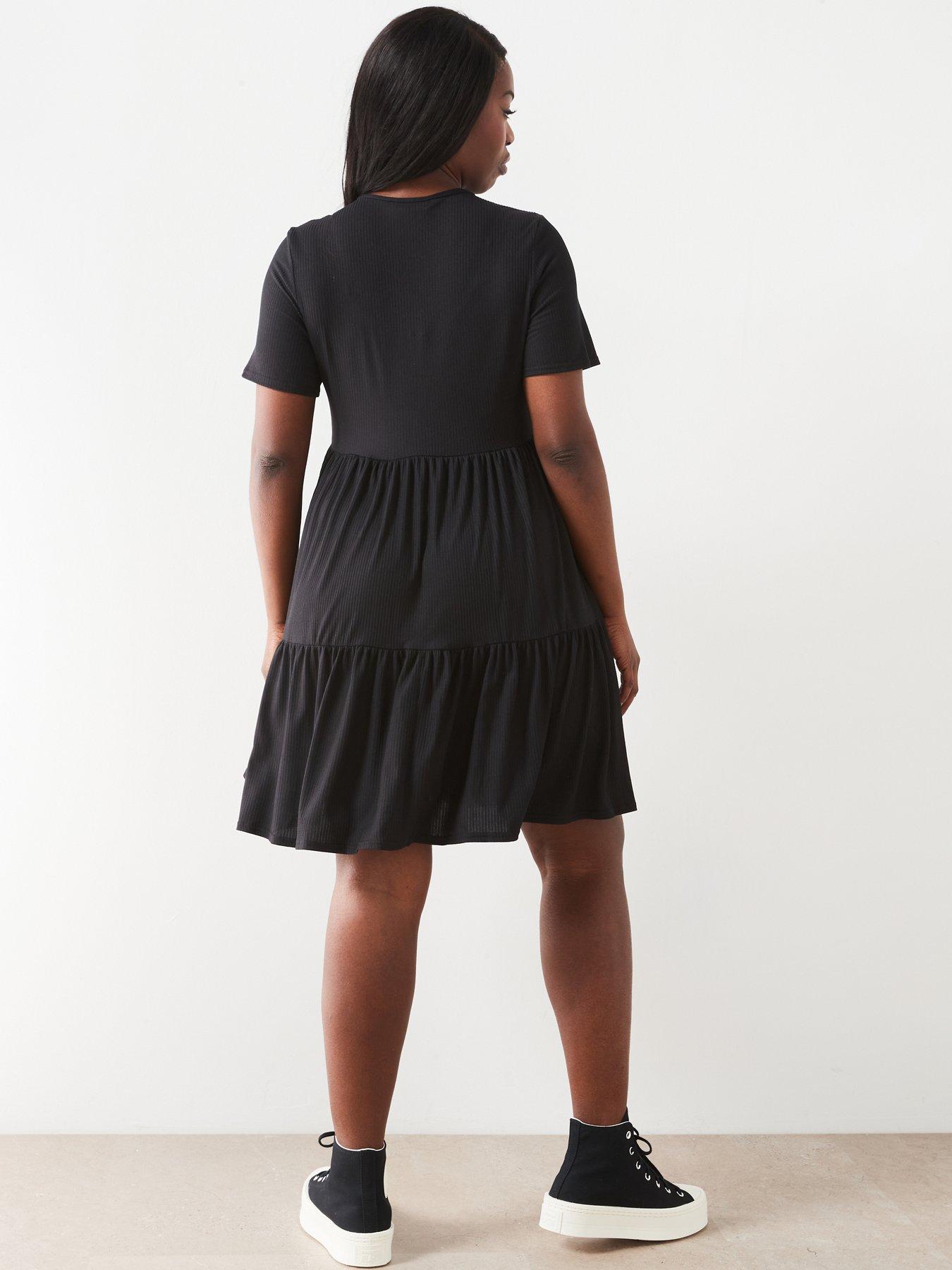 v-by-very-curve-tiered-mini-jersey-dress-blackstillFront