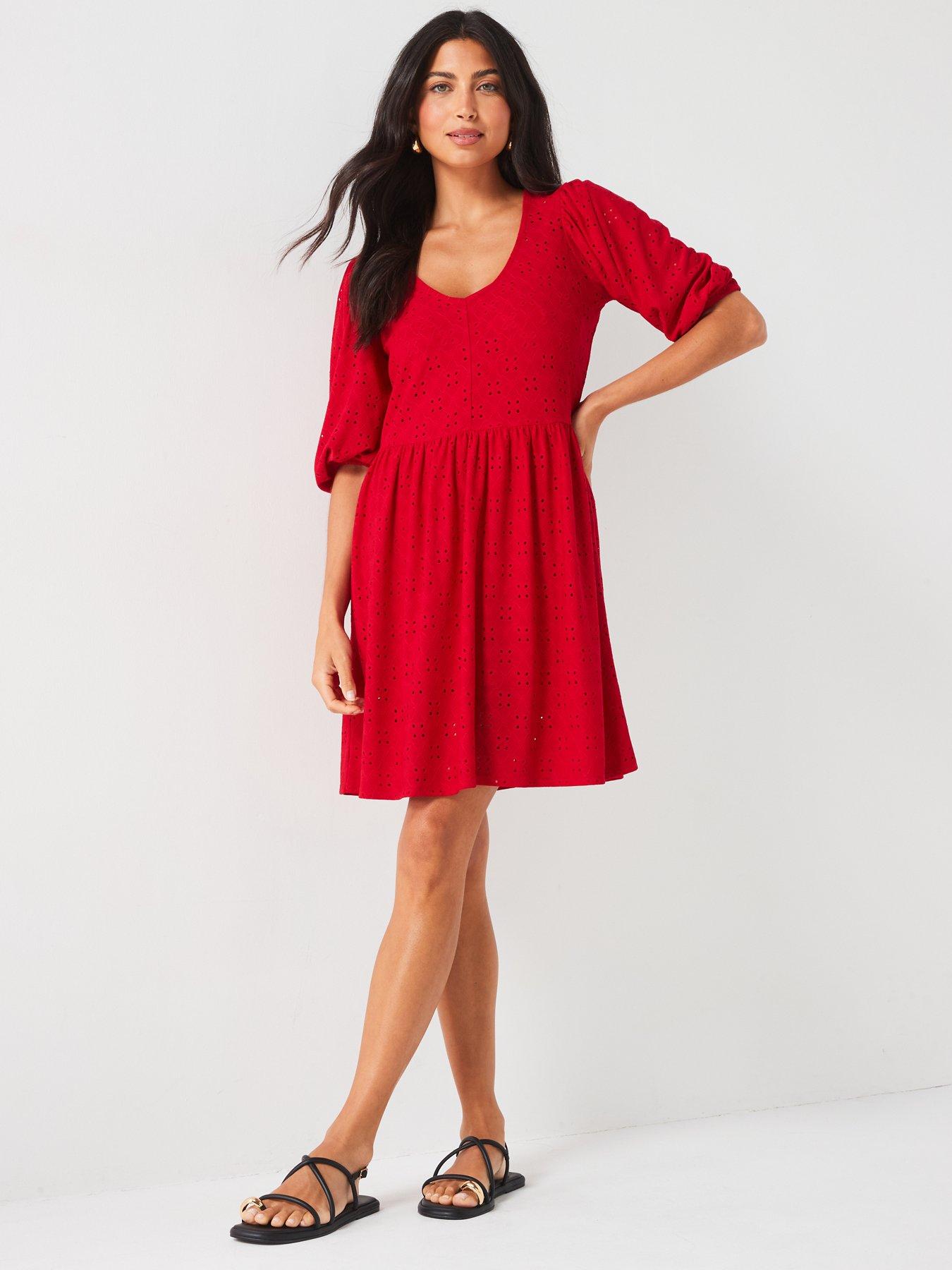 v-by-very-broderie-puff-sleeve-smock-mini-dress-redback