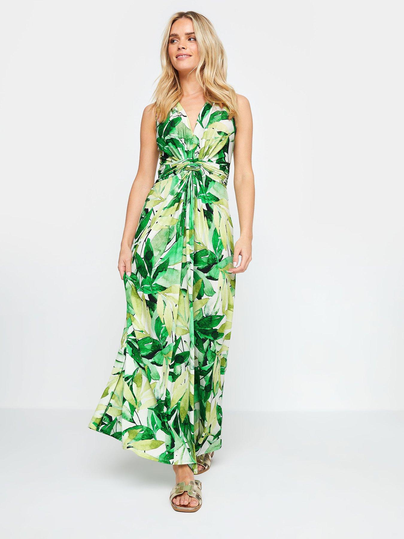 mco-petite-petite-green-tropical-print-knot-front-maxi-dress-greenback