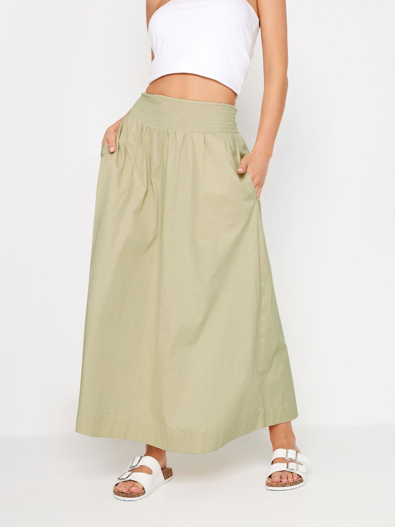 pixiegirl-petite-stone-poplin-shirred-maxi-skirt