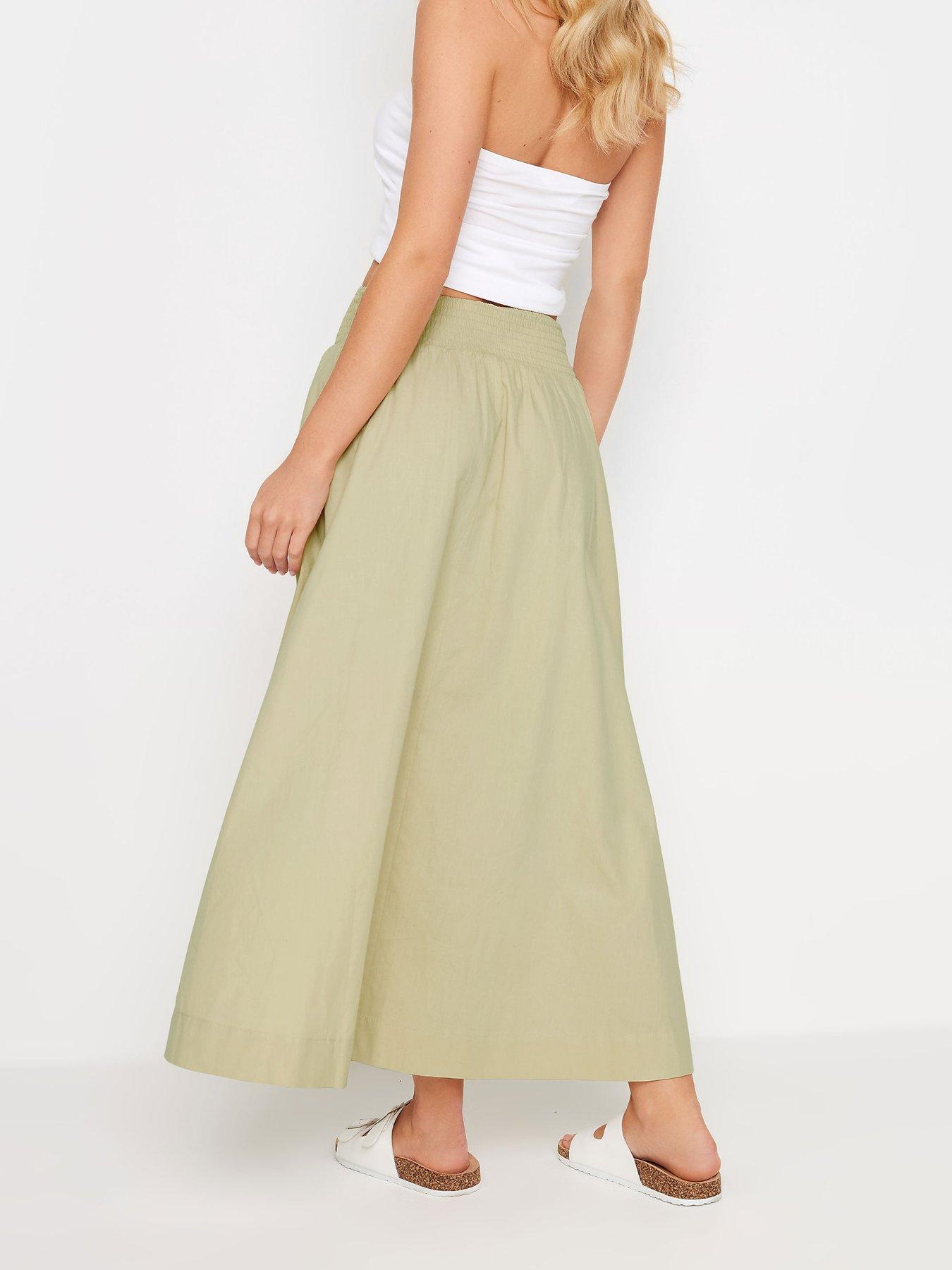 pixiegirl-petite-stone-poplin-shirred-maxi-skirtstillFront