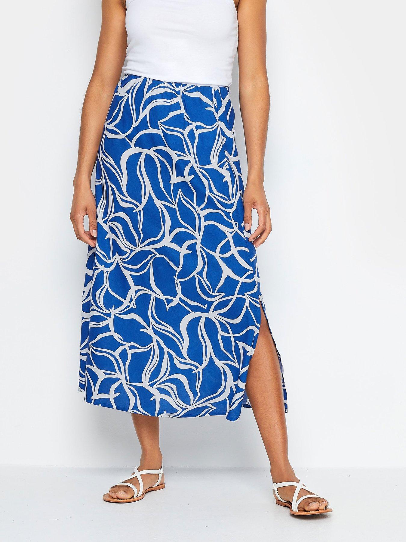 mco-cobalt-and-white-printed-skirt-bluefront