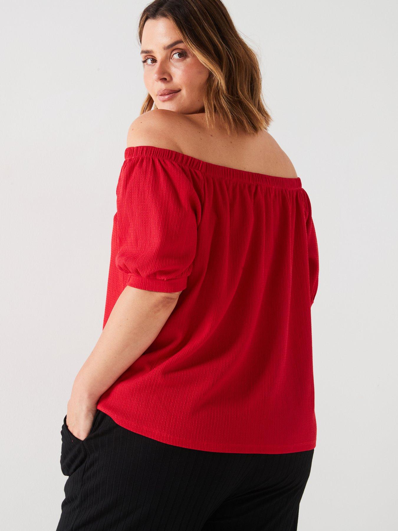 v-by-very-curve-crinkle-bardot-top-redstillFront