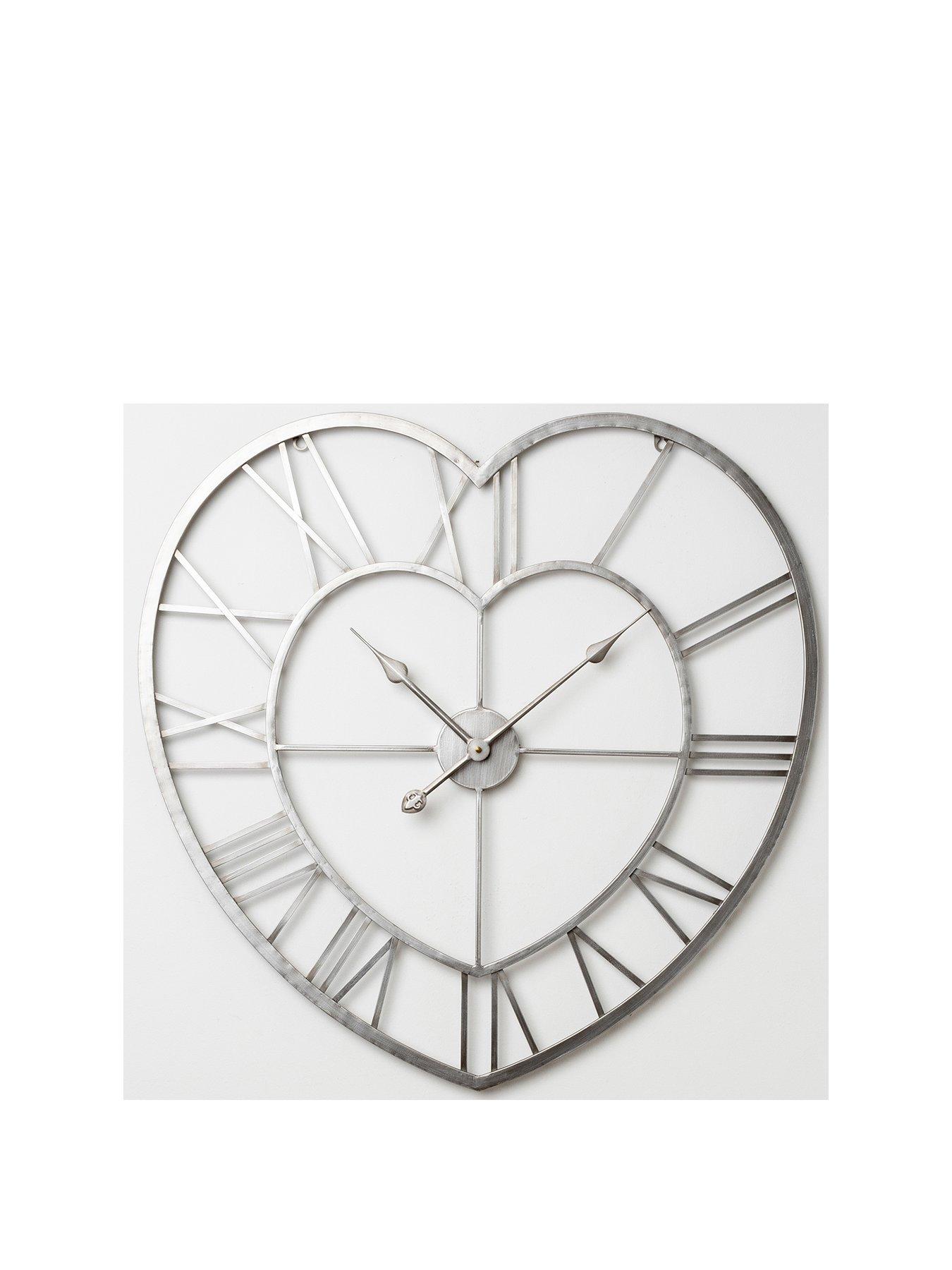 Image 1 of 3 of Hometime Metal Heart-Shaped Wall Clock