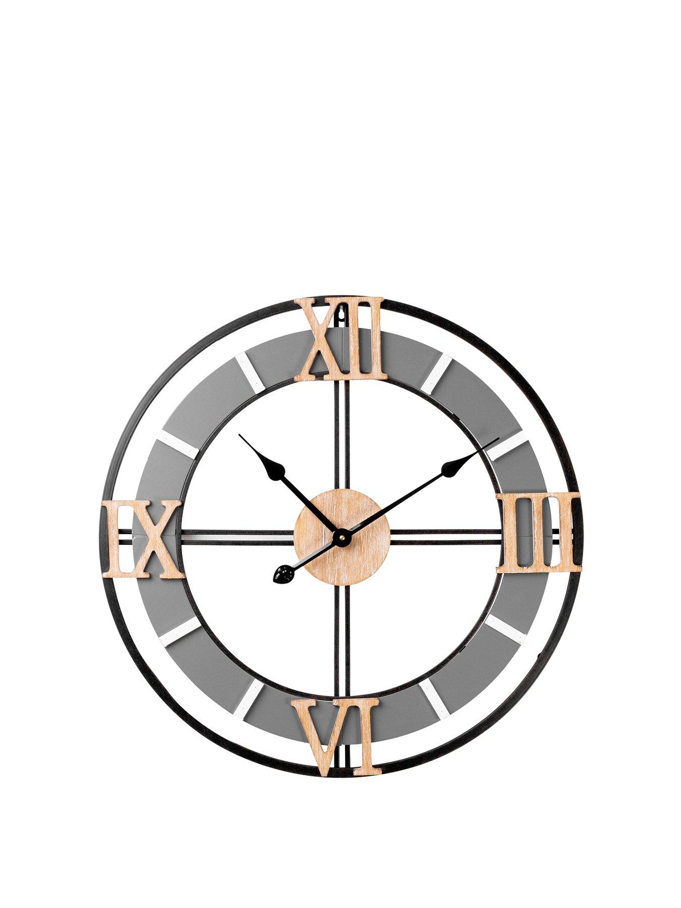 Image 1 of 2 of Hometime Metal & Wood Wall Clock with Cut Out Dial - 60cm