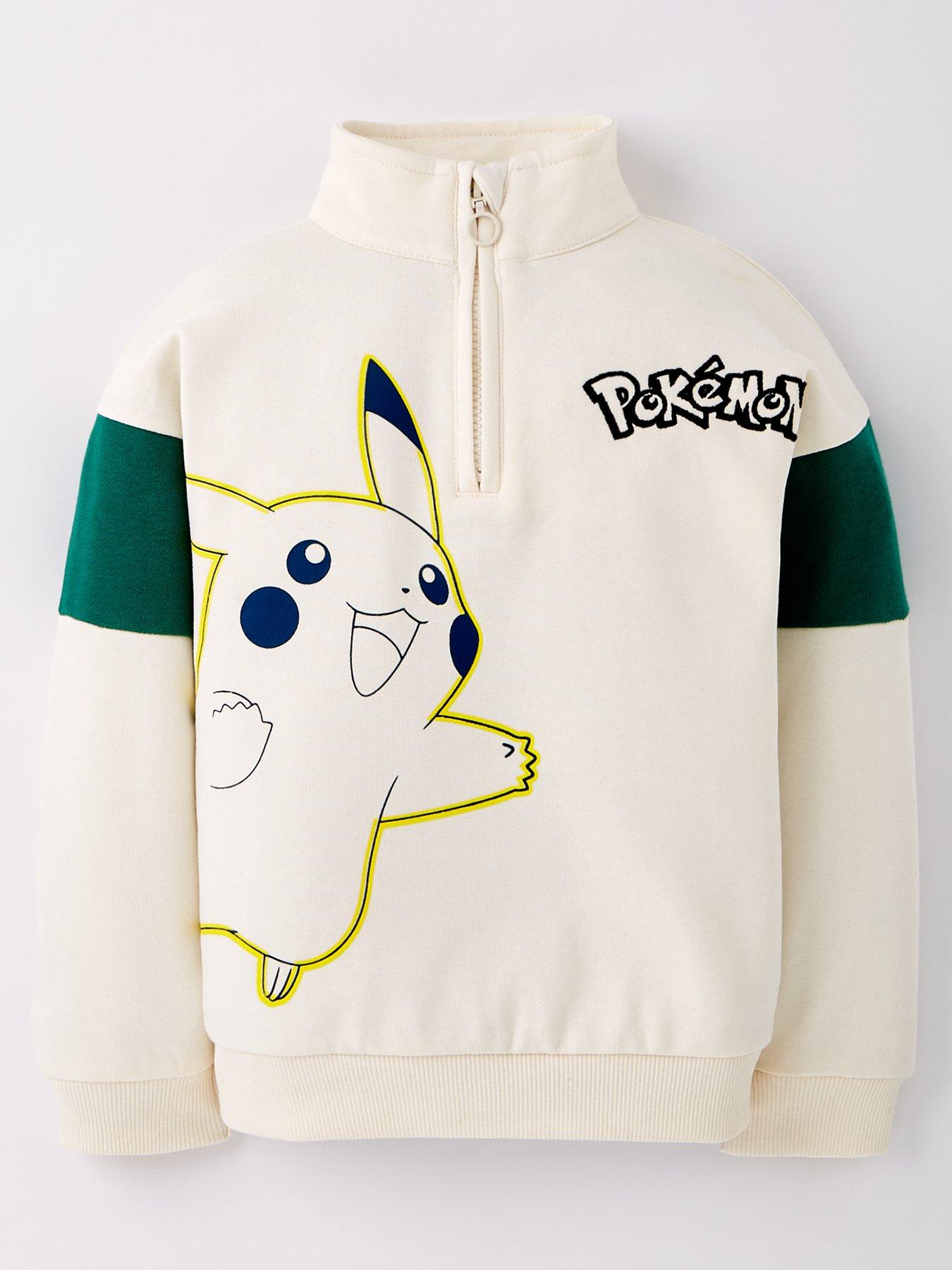 undefined Pokemon Colourblock Half Zip Sweatshirt - Off White