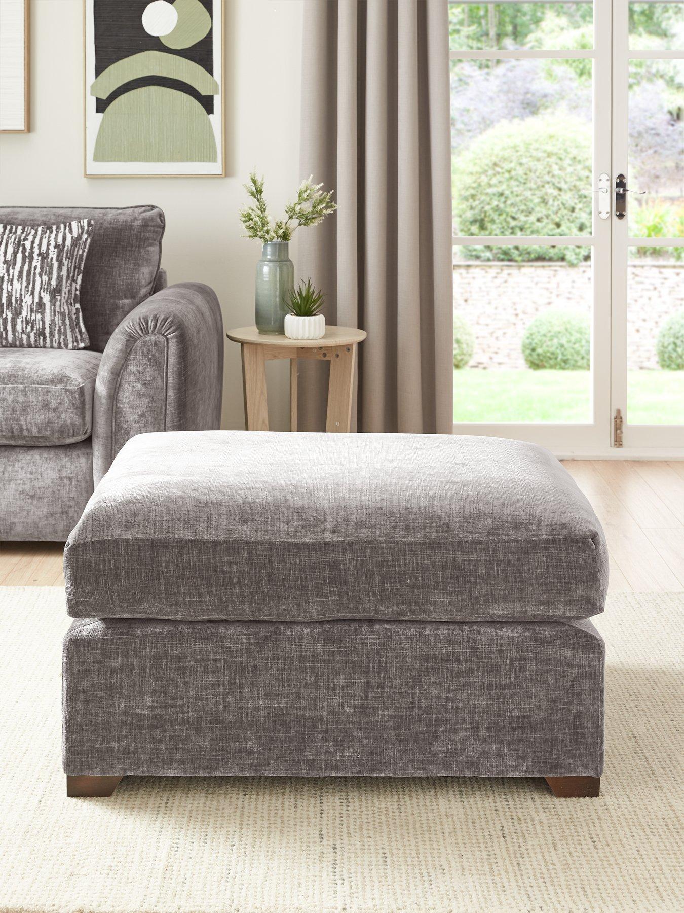 Very Home Layla Large Fabric Footstool - Made to Order in the UK