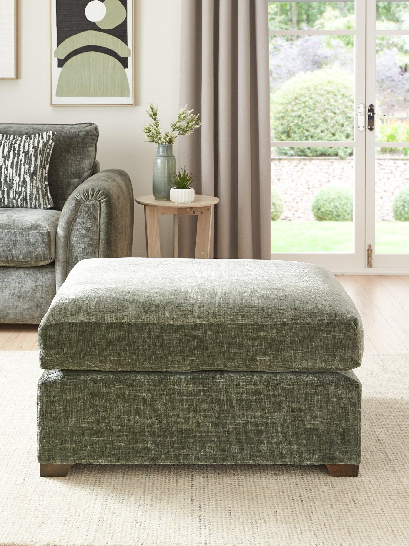Very Home Layla Large Fabric Footstool - Made to Order in the UK