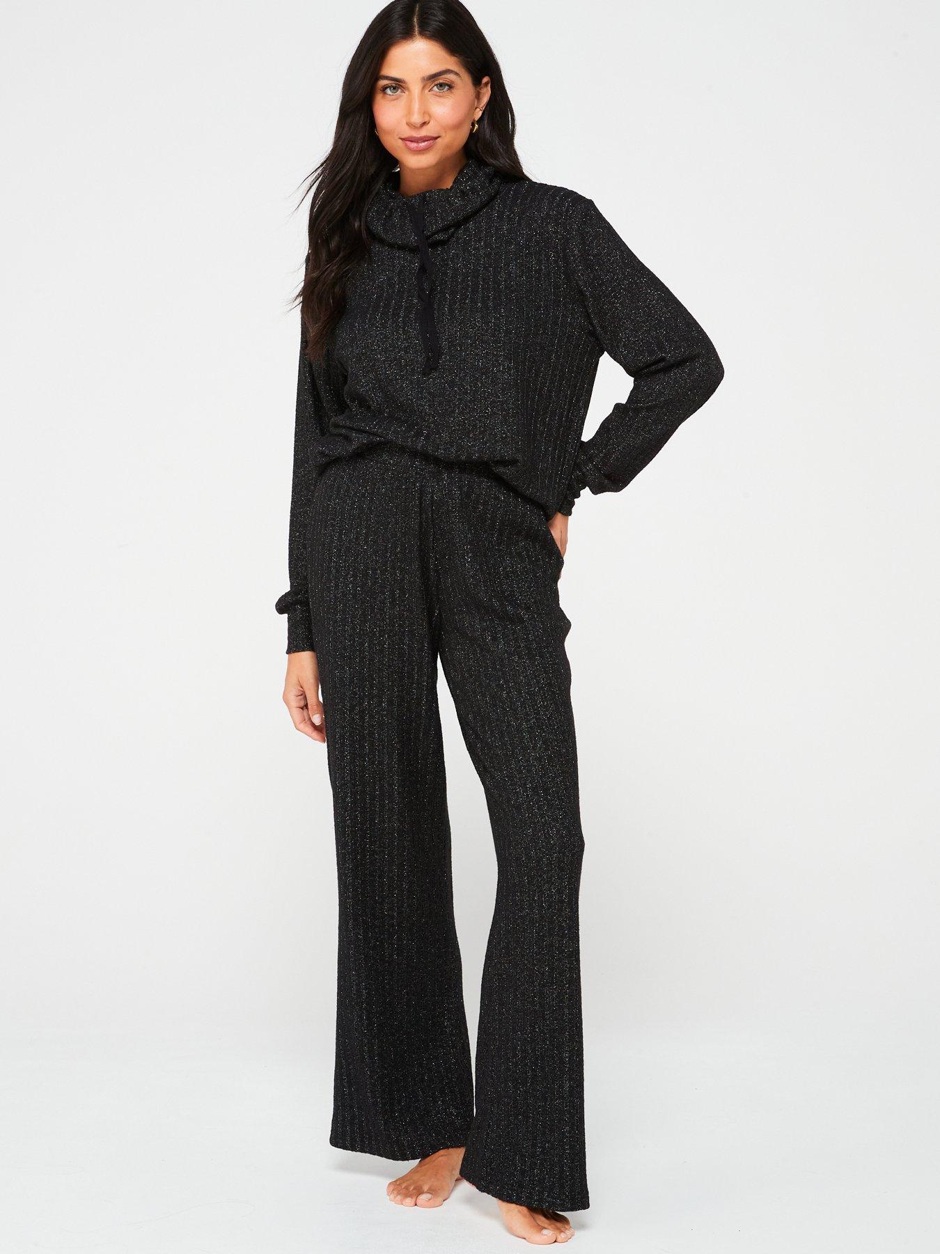 v-by-very-cowl-neck-lurex-top-and-wide-leg-trouser-lounge-set-blackback