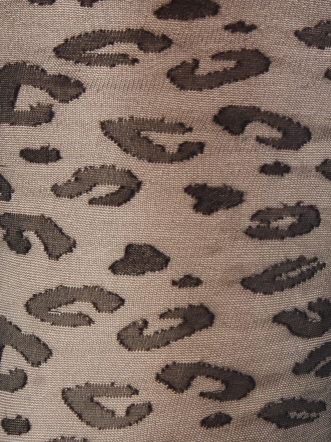 Image 2 of 2 of V by Very Leopard Print Sheer Tights - Black