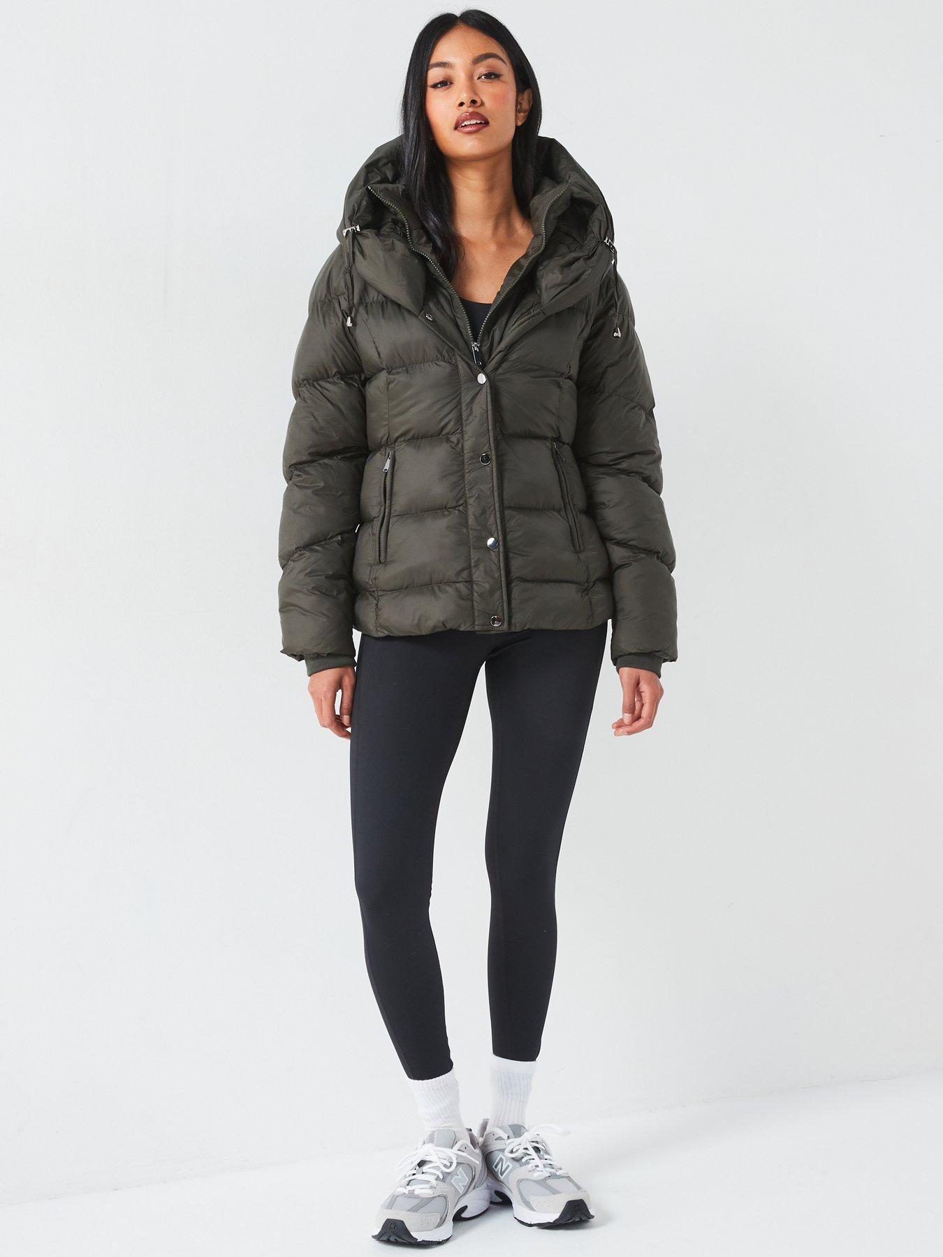 Image 3 of 6 of V by Very Padded Short Coat With Double Collar - Khaki