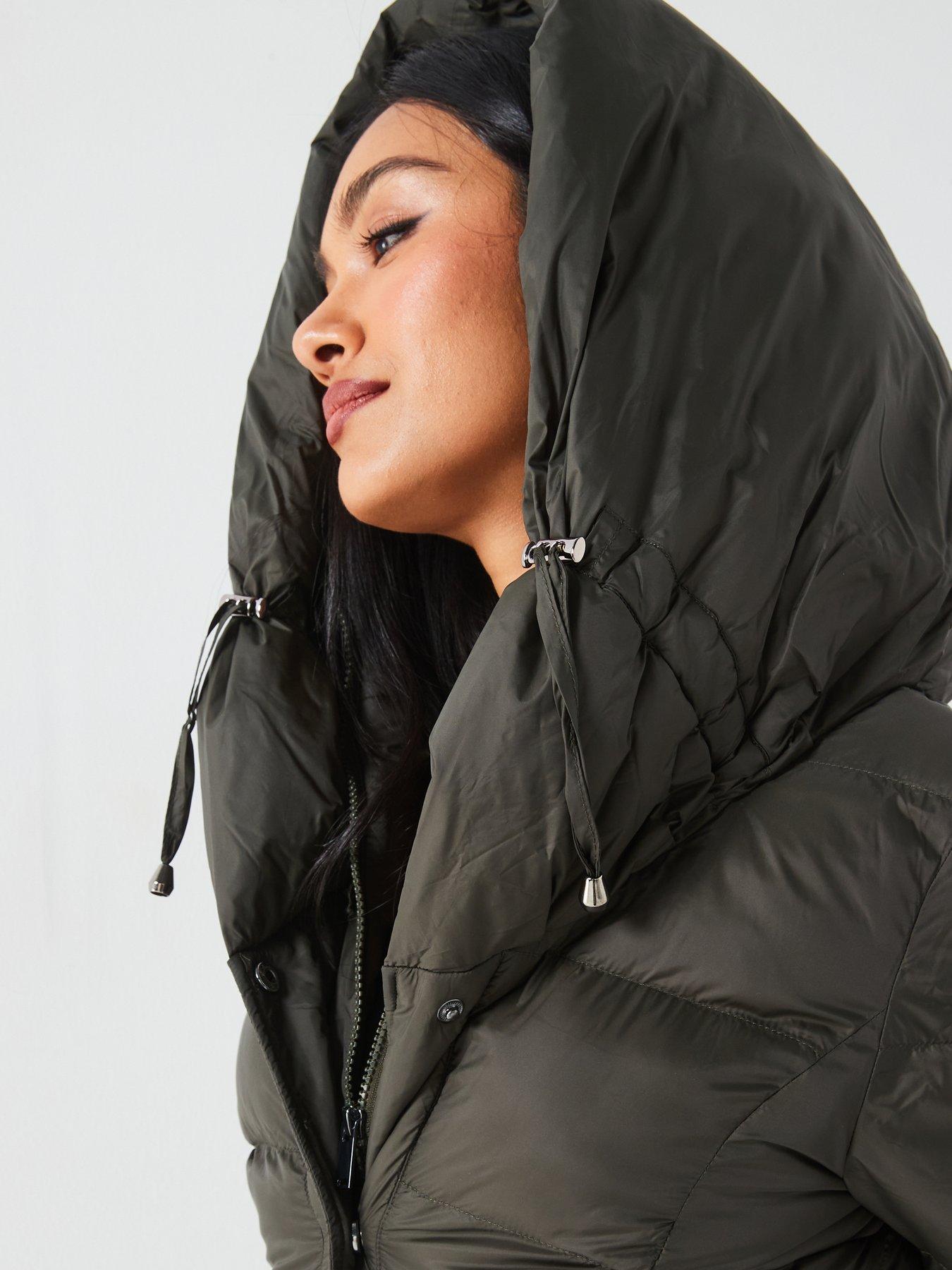 Image 4 of 6 of V by Very Padded Short Coat With Double Collar - Khaki