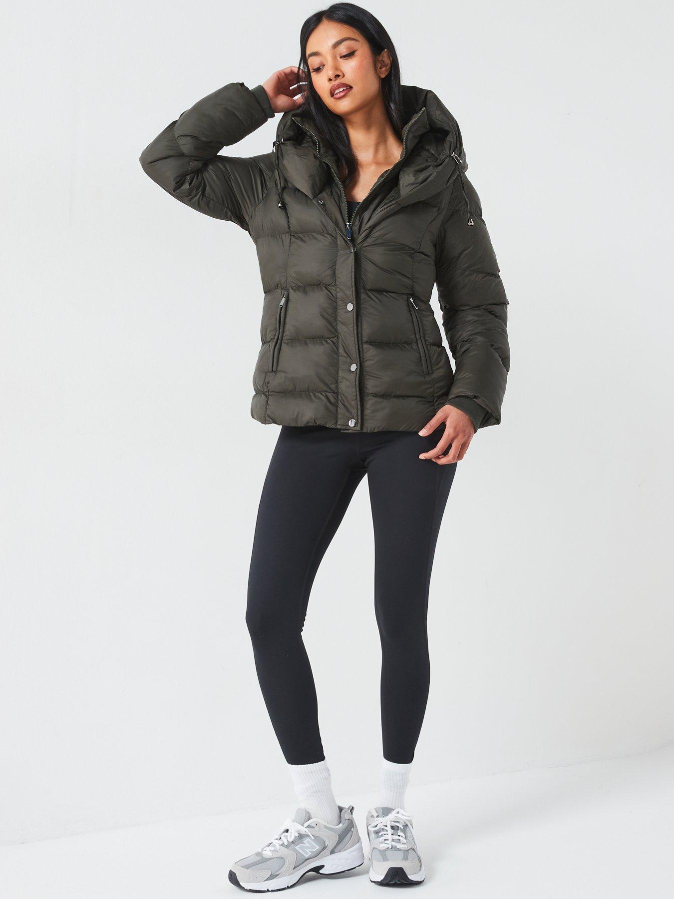 Image 6 of 6 of V by Very Padded Short Coat With Double Collar - Khaki