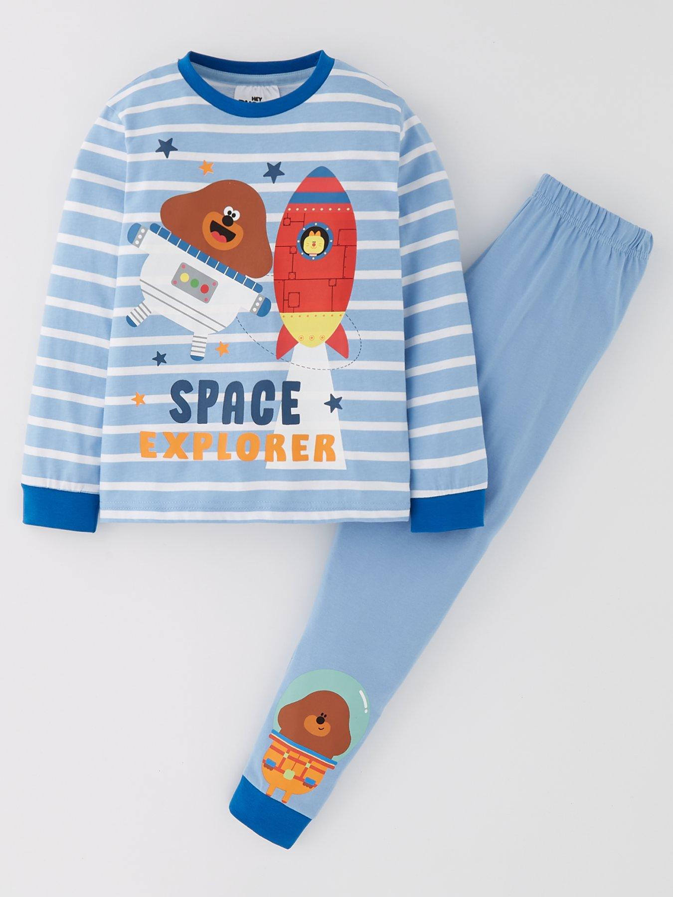 Image 1 of 4 of Hey Duggee Stripe Long Sleeve Pyjamas - Blue