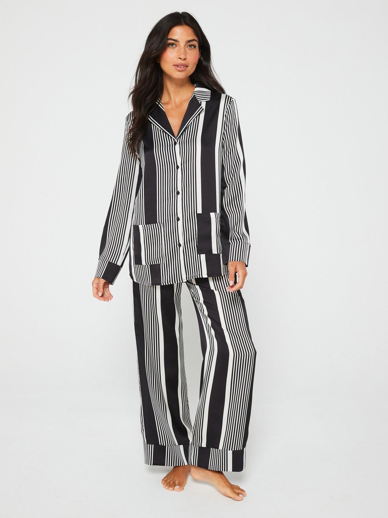 v-by-very-mono-stripe-satin-revere-pj-set