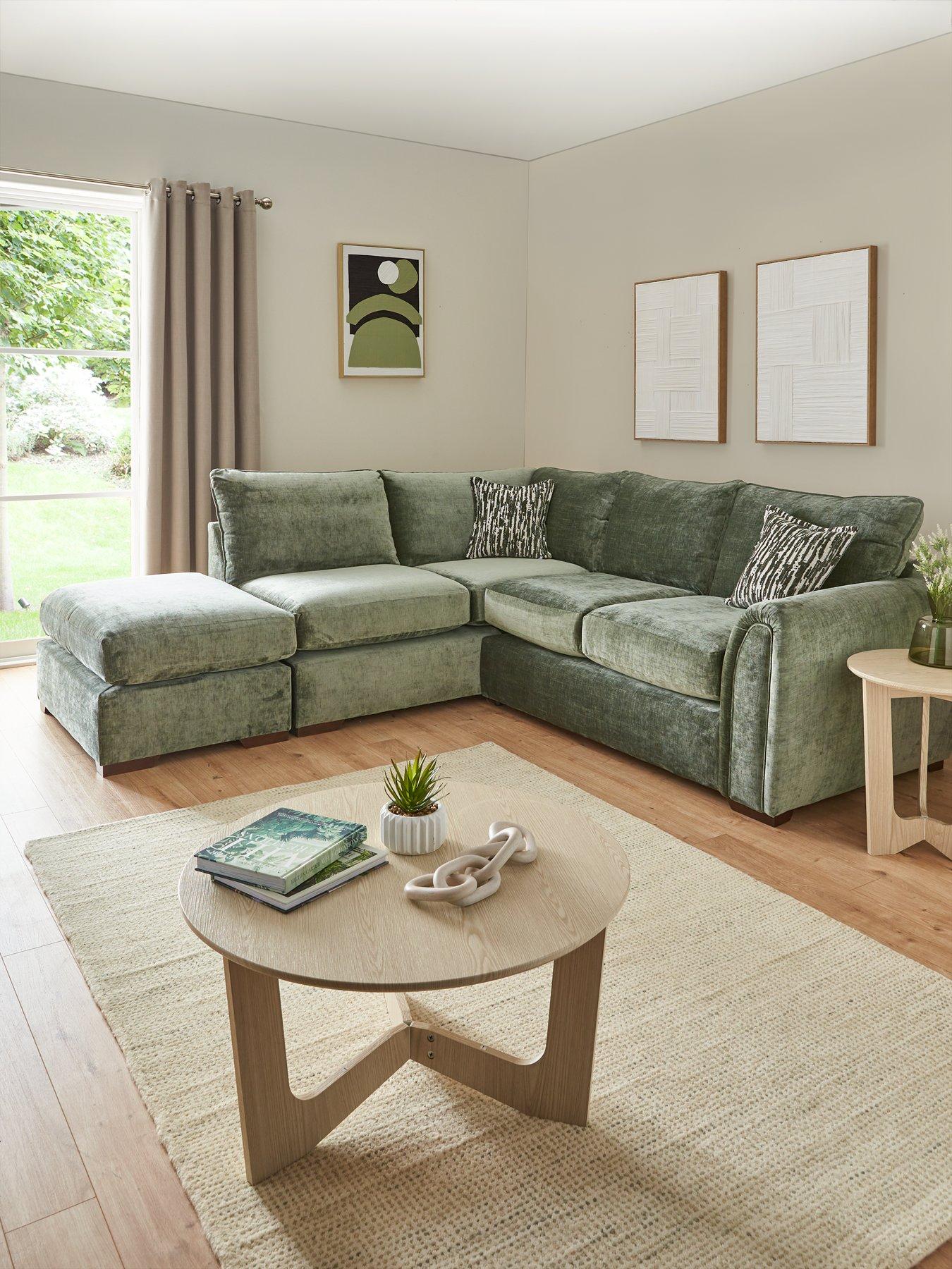 Very Home Layla Fabric Left Hand Corner Chaise with Footstool - Made to Order in the UK