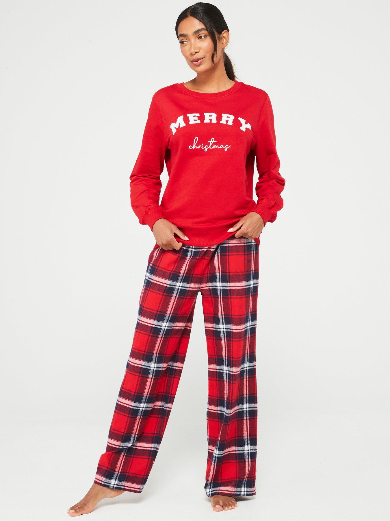 v-by-very-womens-family-christmas-pj-sweat-slogan-top-amp-woven-check-bottoms-redoutfit