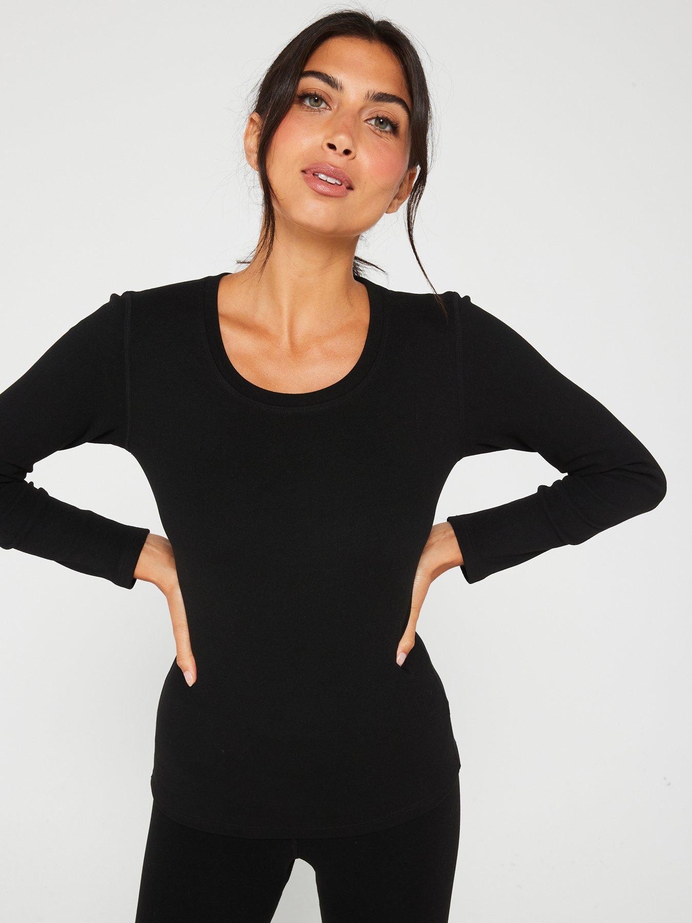 The Very Collection Fleece Lined Thermal Long Sleeve Top - Black