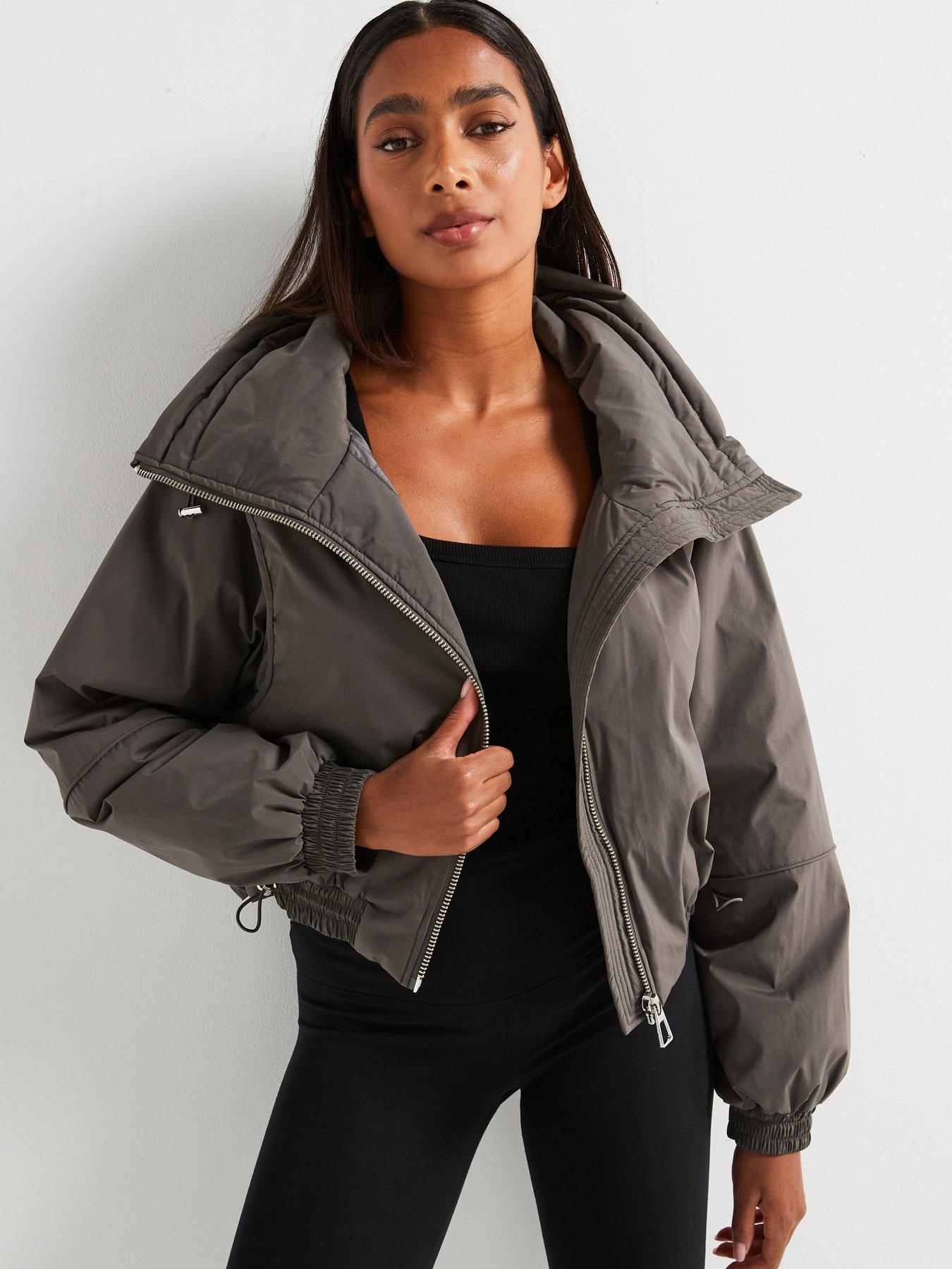 v-by-very-short-padded-funnel-neck-coat-greyfront