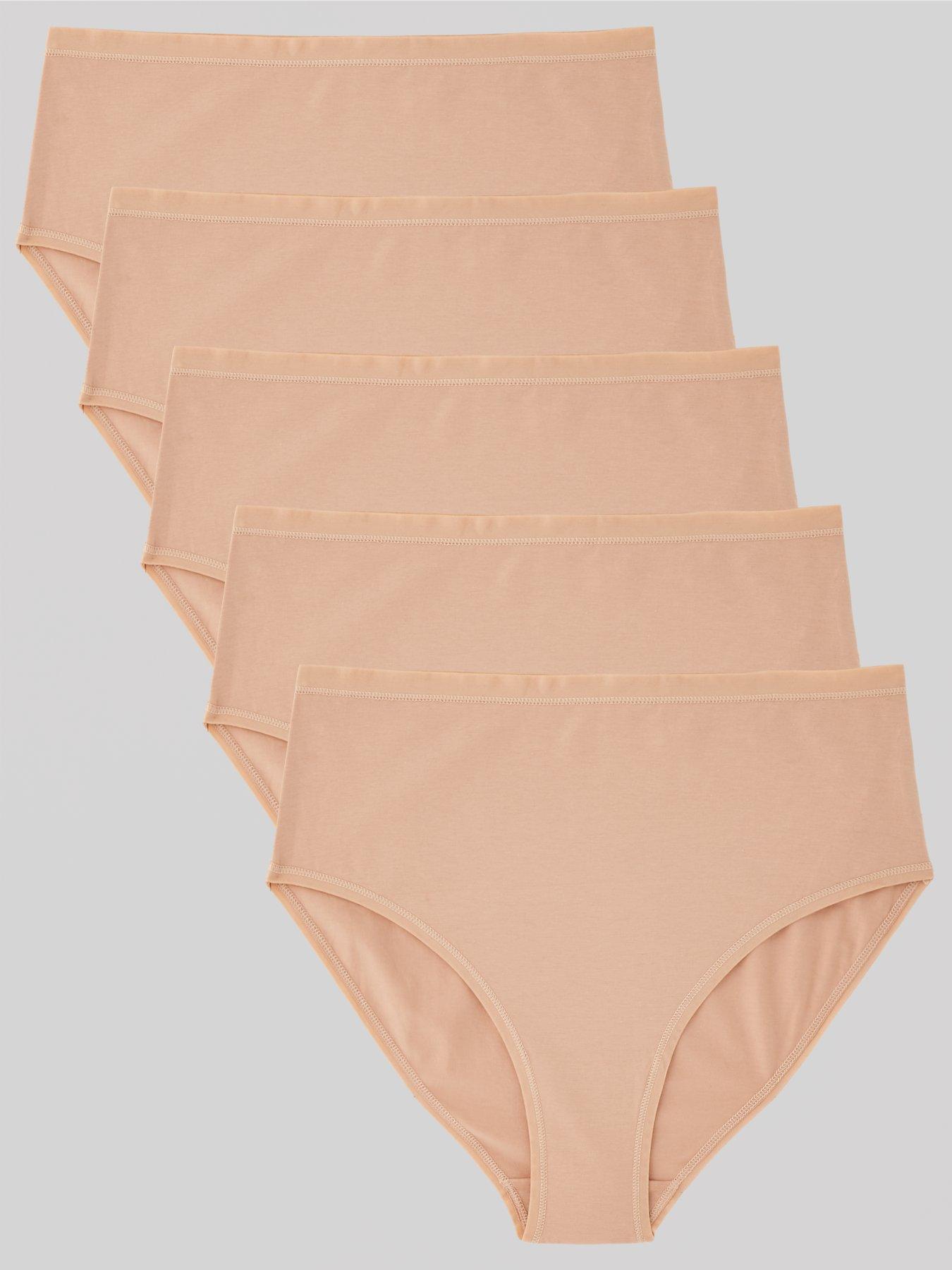 Everyday 5pk Plain Cotton Full High Waisted Briefs