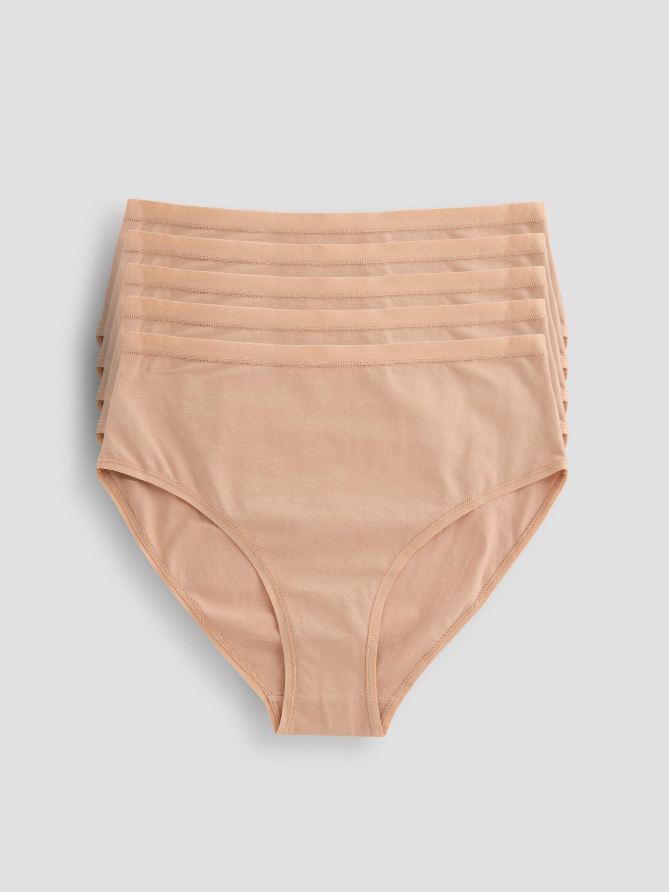 The Very Collection 5 Pack High Waist Cotton Briefs - Nude
