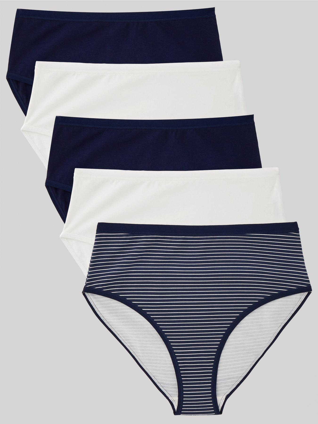 Image of Everyday 5 Pk Cotton Plain And Printed Full High Waisted Briefs