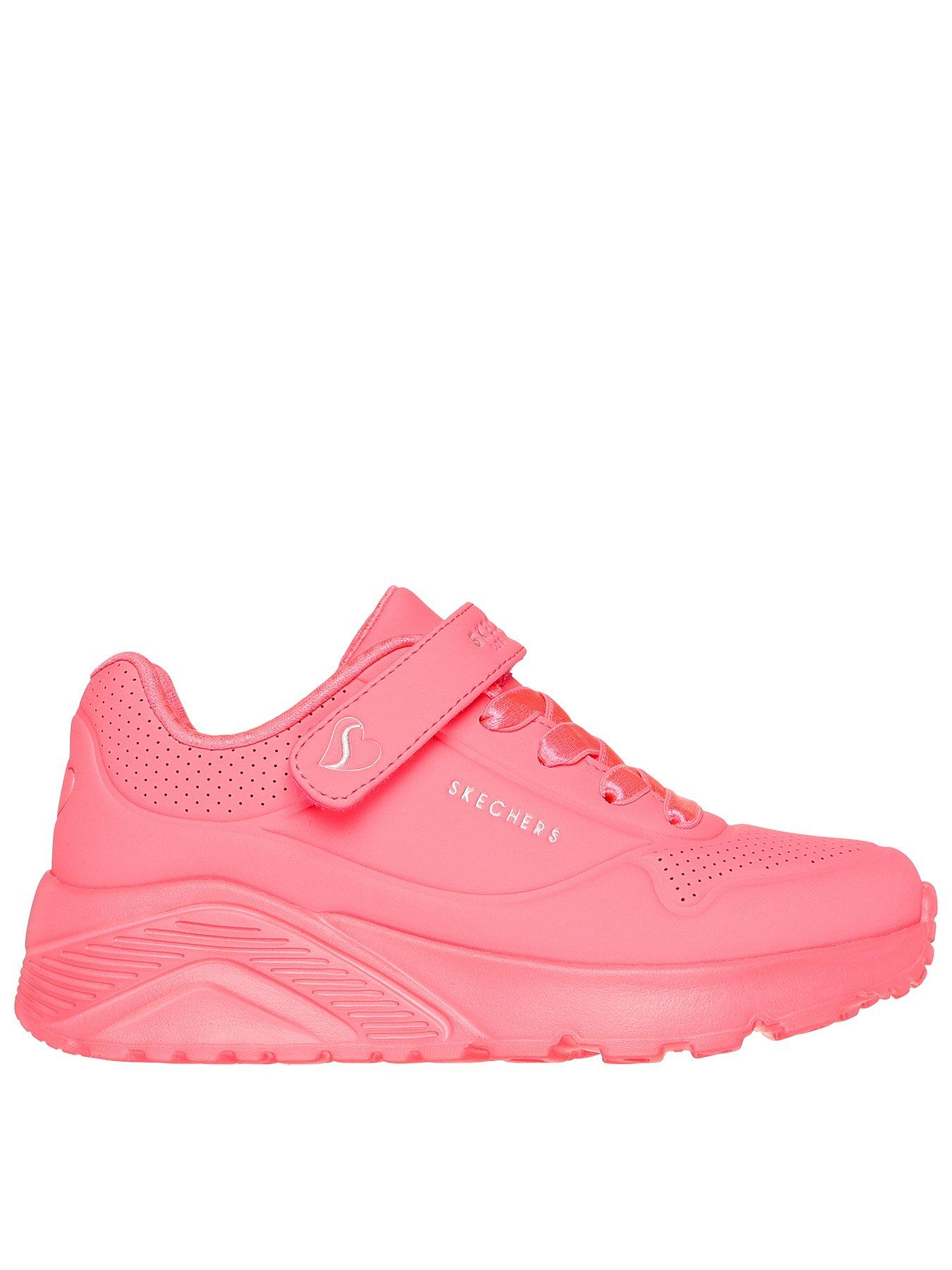 skechers-girls-uno-lite-embossed-neon-pink-trainerfront