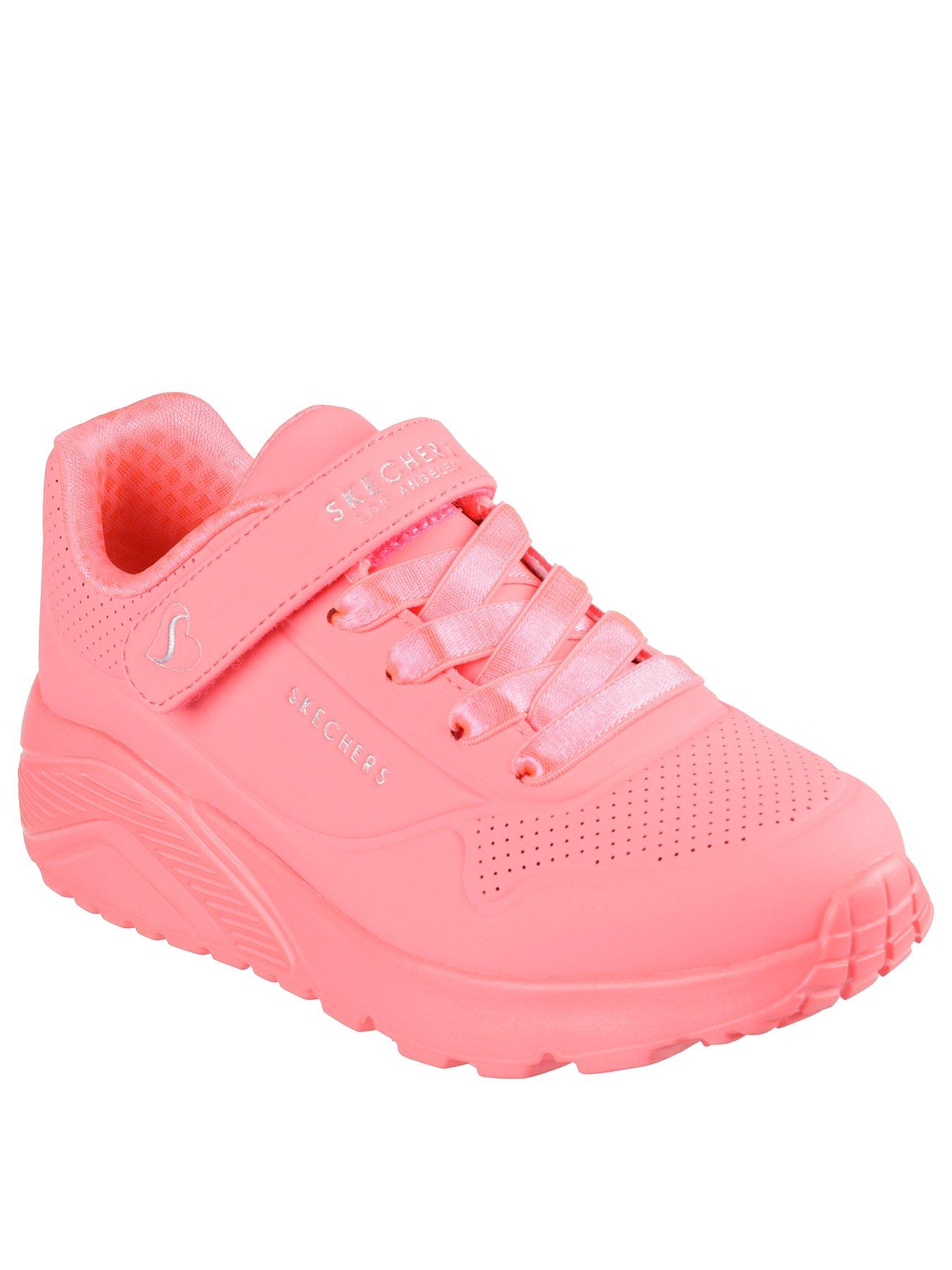 skechers-girls-uno-lite-embossed-neon-pink-trainerstillFront