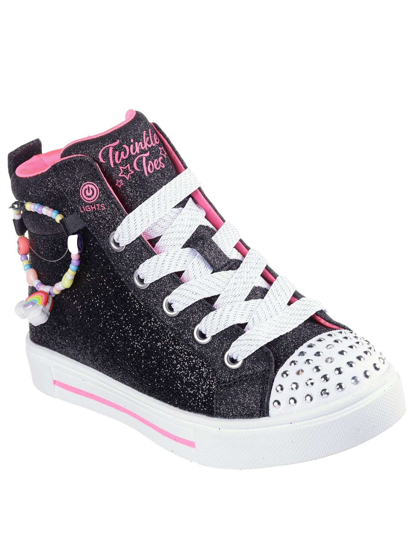 skechers-girls-twinkle-sparks-friendship-bracelet-high-top-trainer-blackstillFront