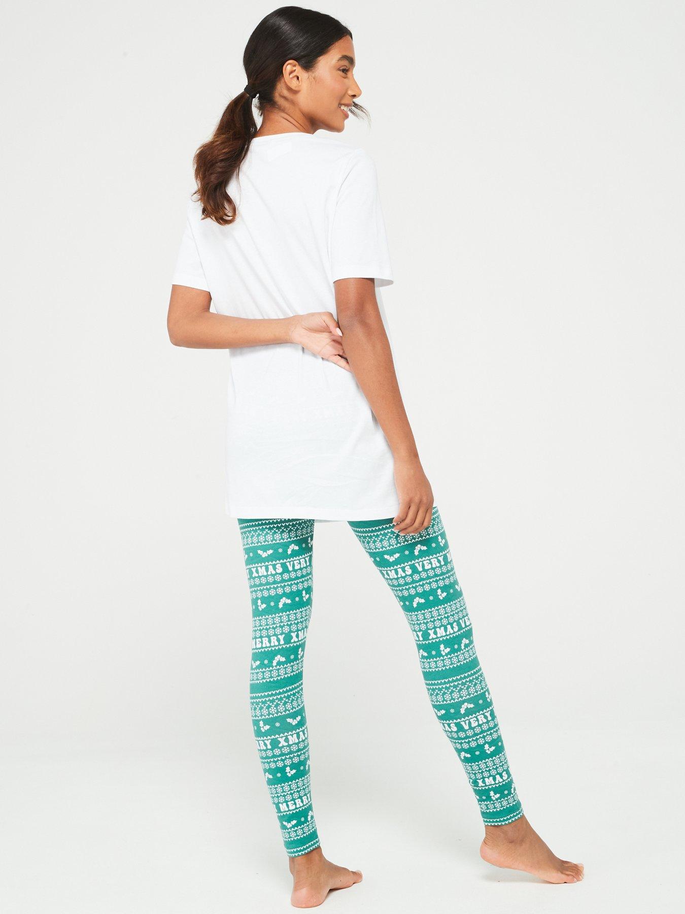 v-by-very-womens-family-christmas-pj-printednbsplegging-amp-oversized-tee-greenback