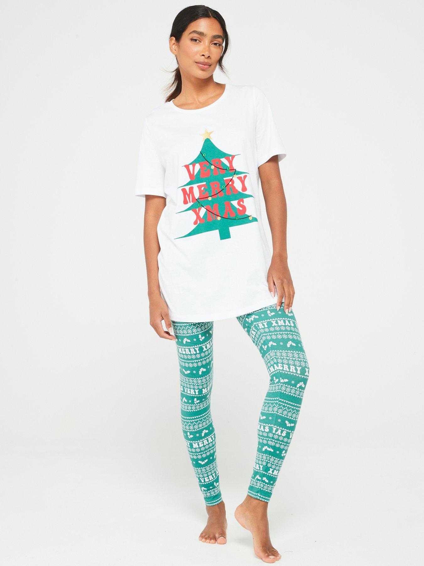 v-by-very-womens-family-christmas-pj-printednbsplegging-amp-oversized-tee-greenoutfit