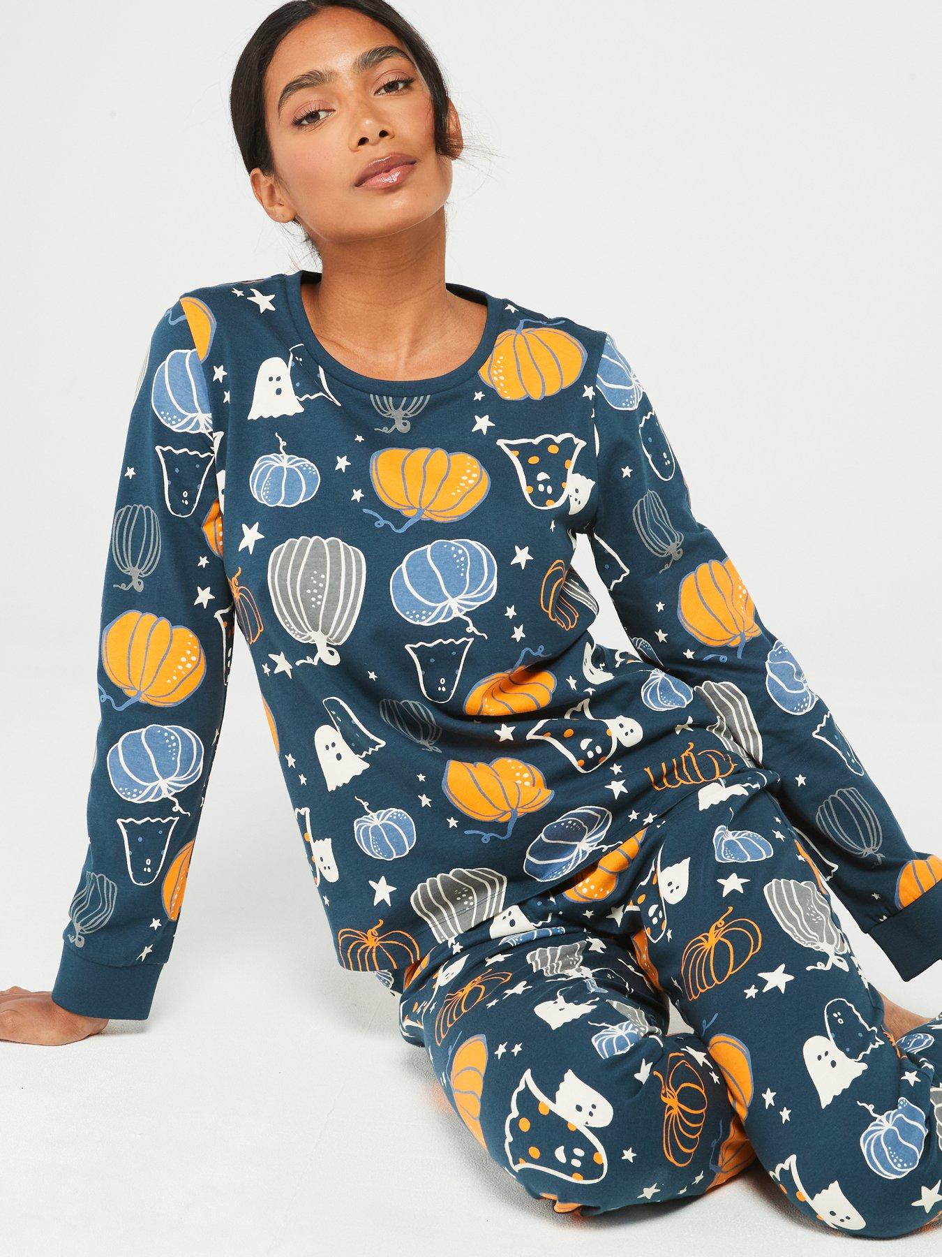 v-by-very-womens-family-halloween-pj-printed-pumpkin-long-sleeve-top-and-slim-jogger-navydetail