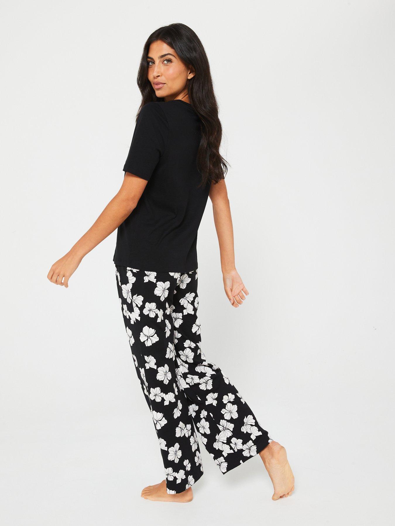 everyday-floral-v-neck-top-with-wide-leg-pj-set-blackstillFront