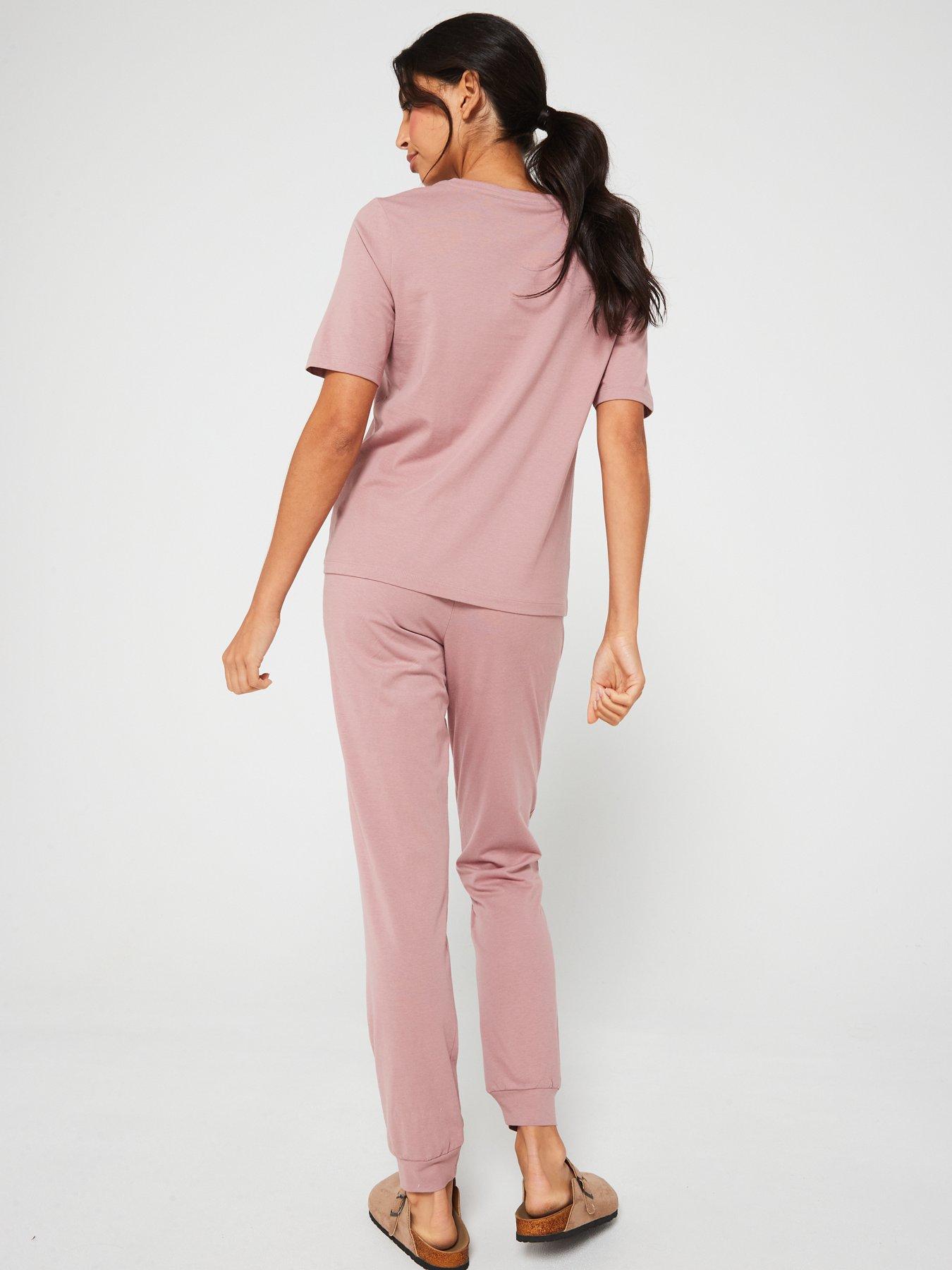 everyday-mid-sleeve-v-neck-top-and-jogger-pj-set-purplestillFront