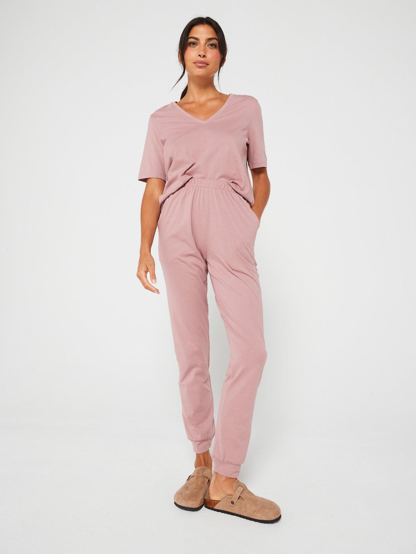 everyday-mid-sleeve-v-neck-top-and-jogger-pj-set-purpleback