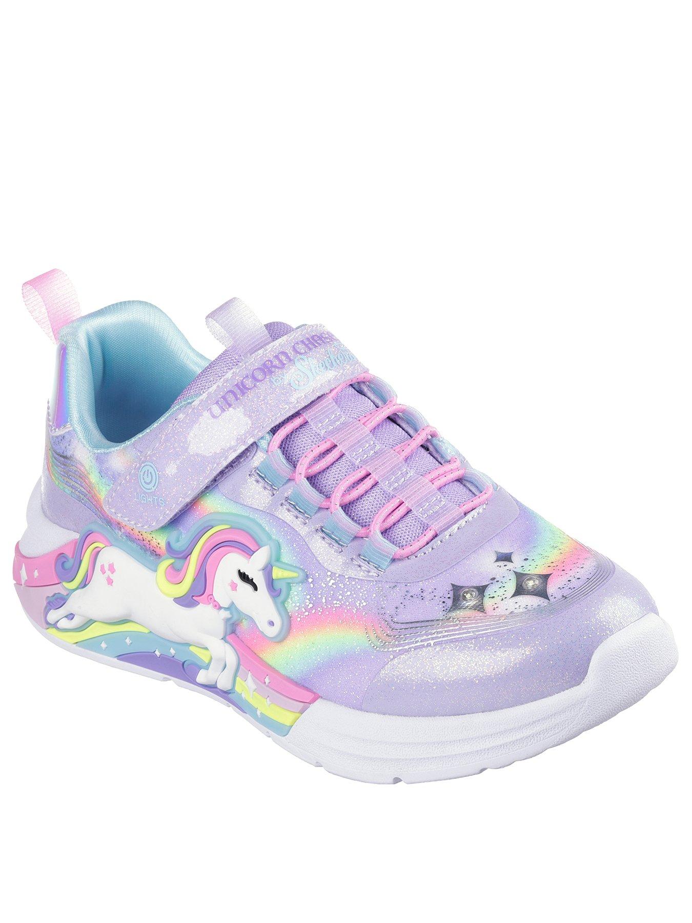 skechers-girls-unicorn-chaser-lighted-rainbow-glitter-trainerstillFront