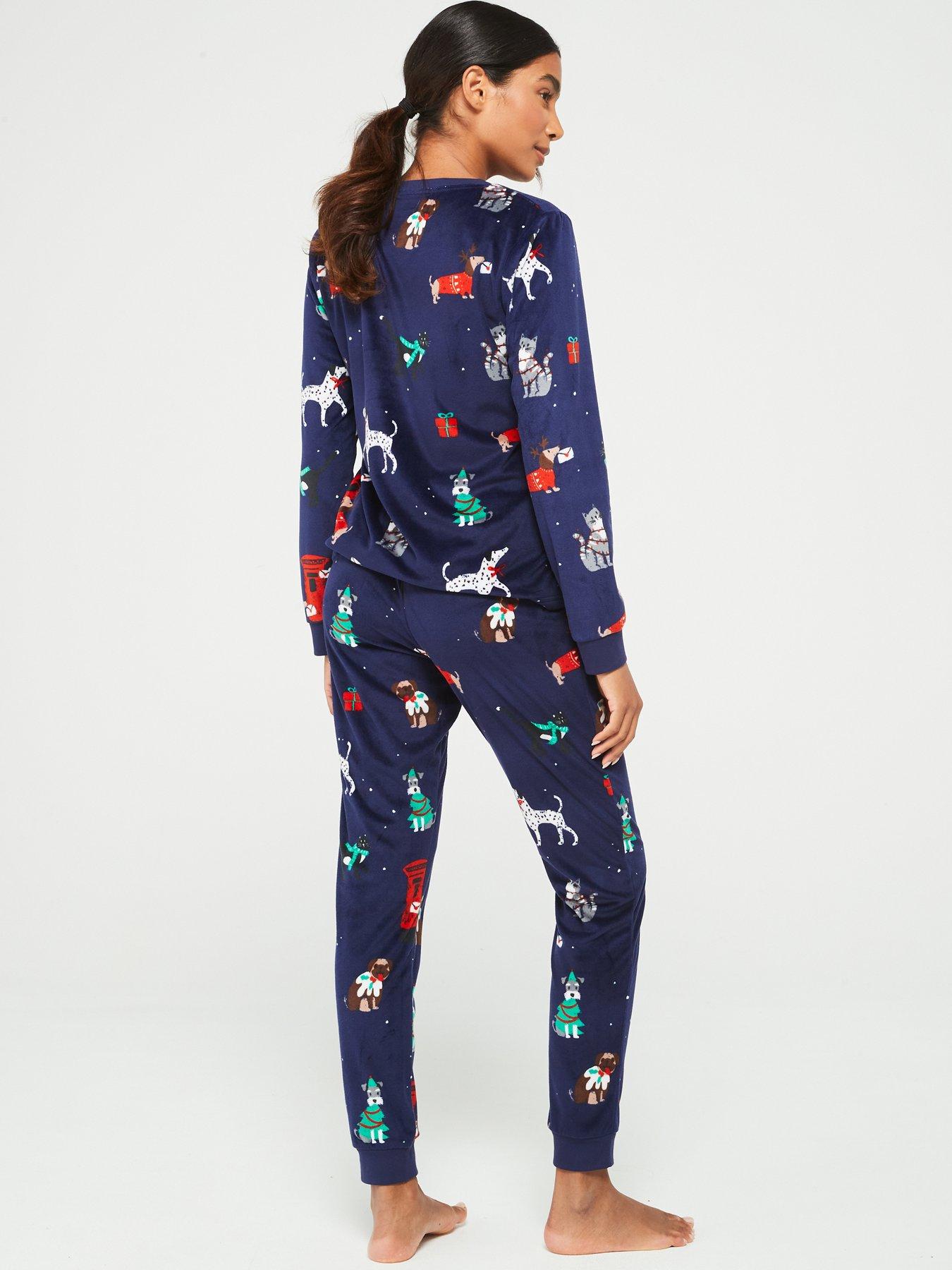 v-by-very-womens-familynbspfestive-pets-long-sleeve-top-and-slim-jogger-christmas-pjs--nbsp-navyback