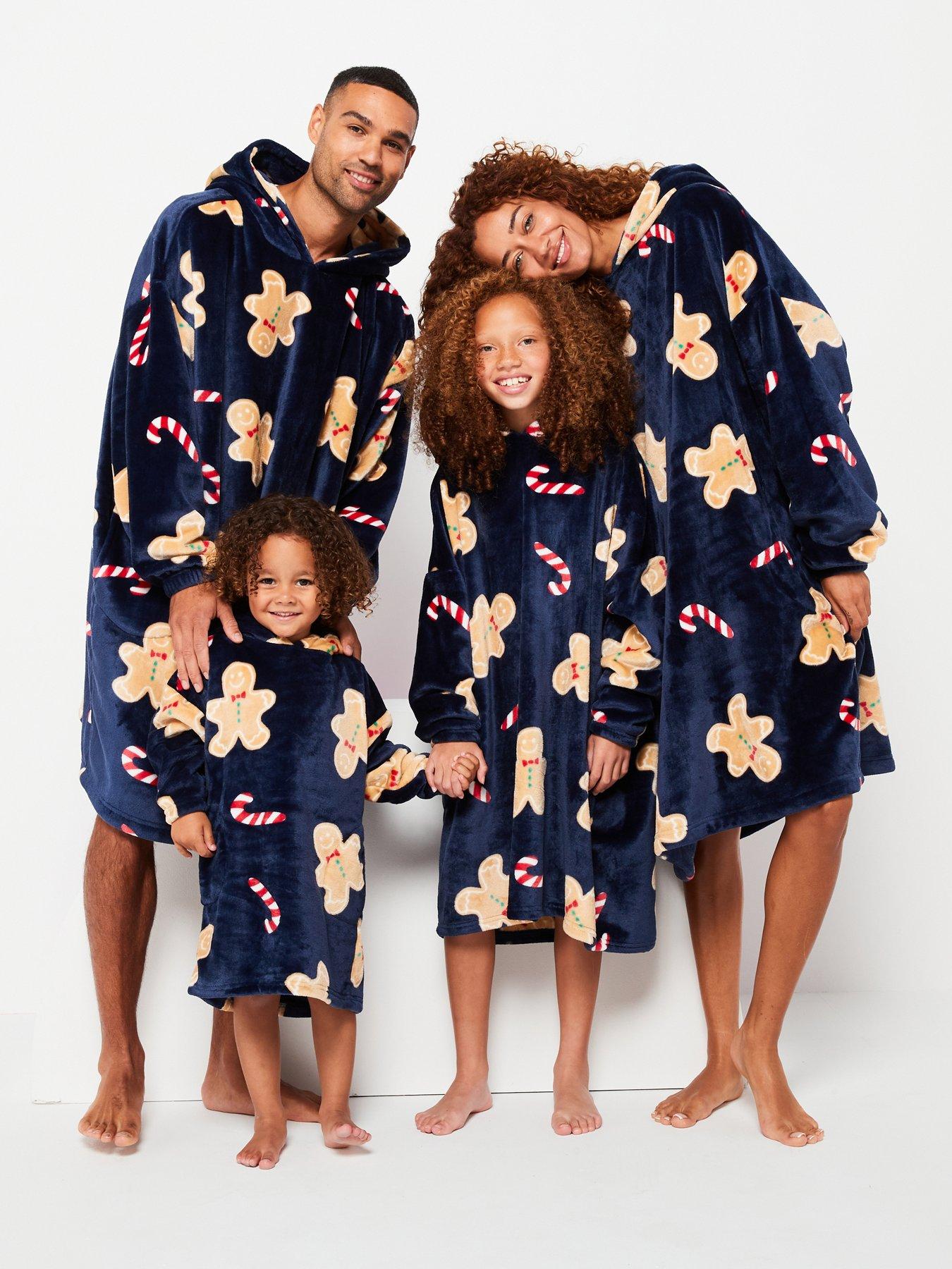 v-by-very-unisex-family-christmas-printed-fleece-snuggle-blanket-hoodienbsp--navy